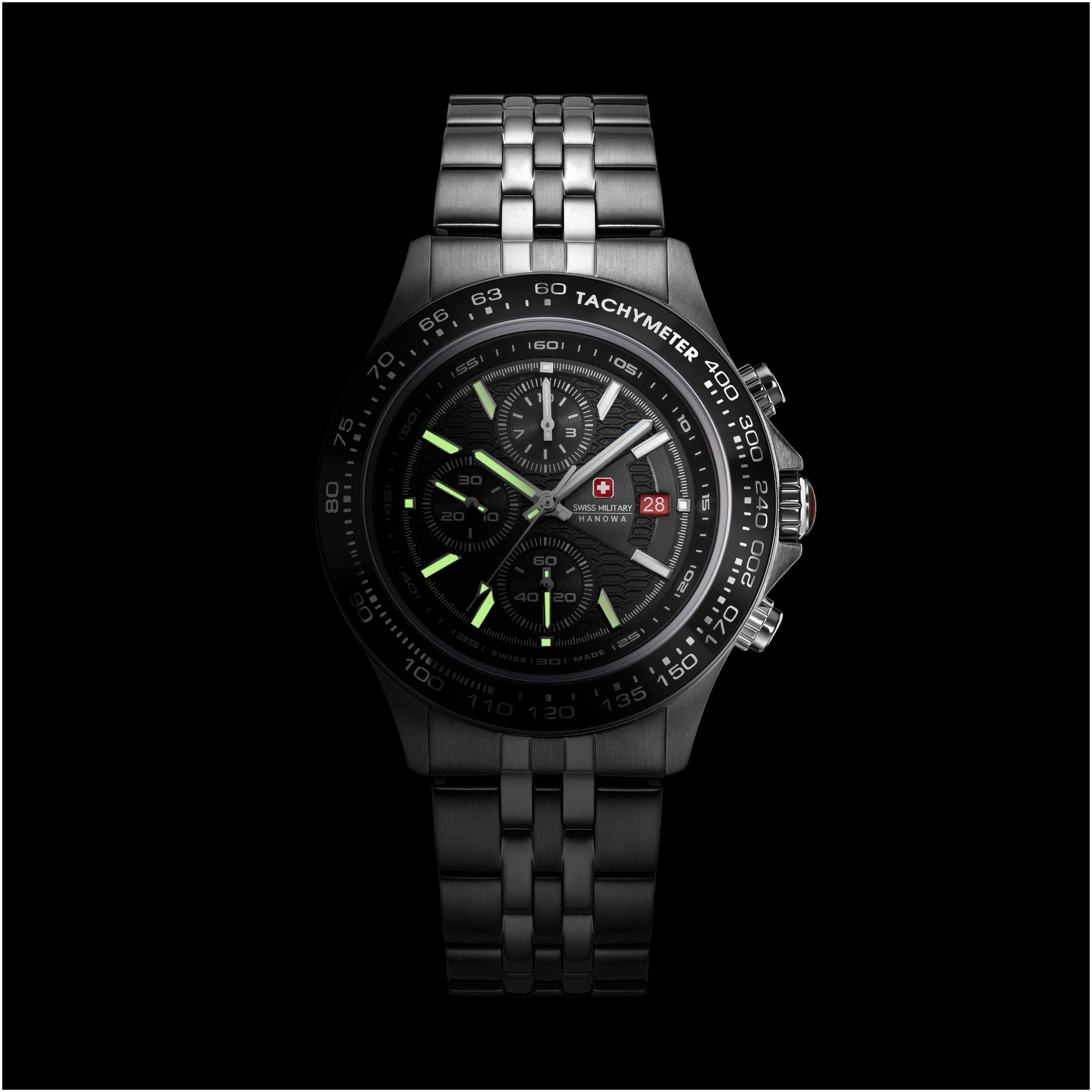 Swiss Military Hanowa Chronograaf WATCHMAN Quartzhorloge, herenhorloge, datum, stopwatchfunctie, saffierglas, Swiss Made