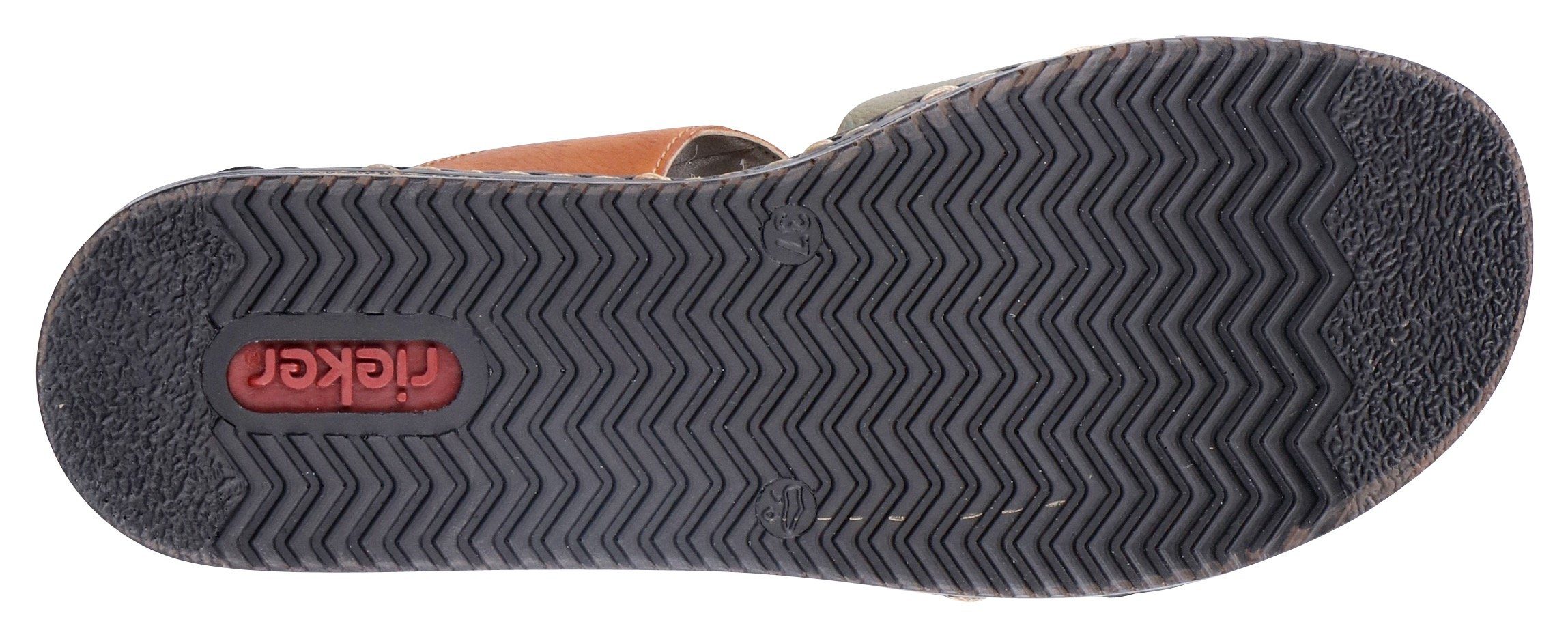 Rieker Slippers sleehak, zomerschoen, pantoffels met praktisch klittenband