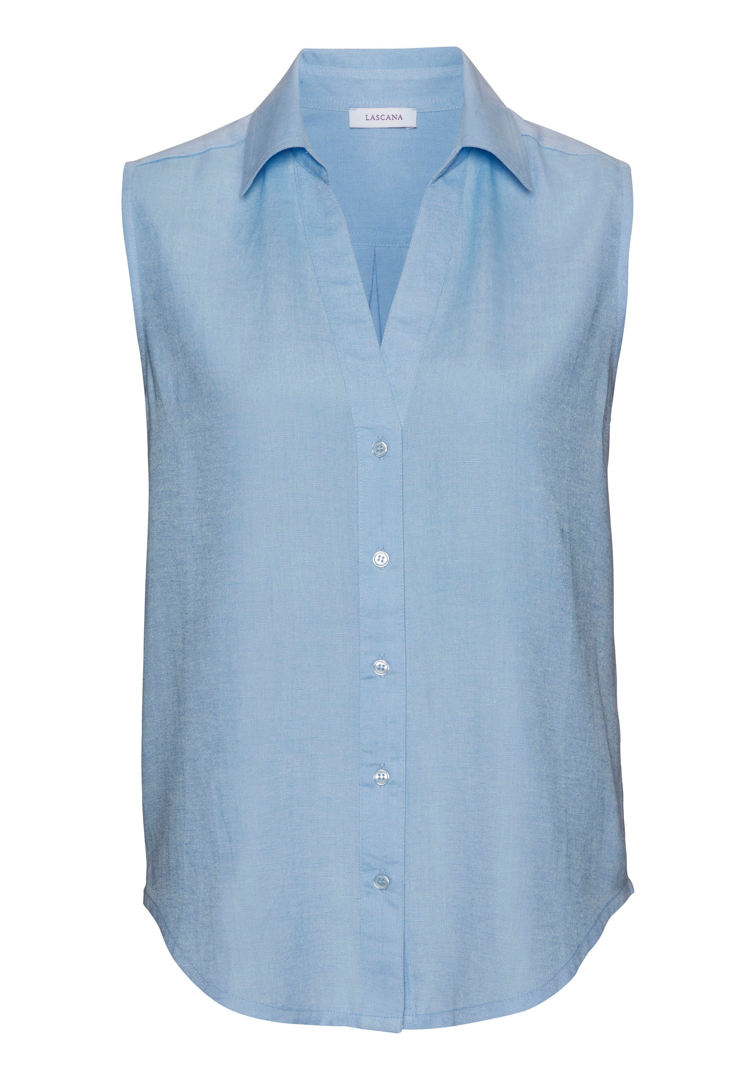 Lascana Top van zachte geweven stof met linnenpercentage damesblouse met overhemdkraag