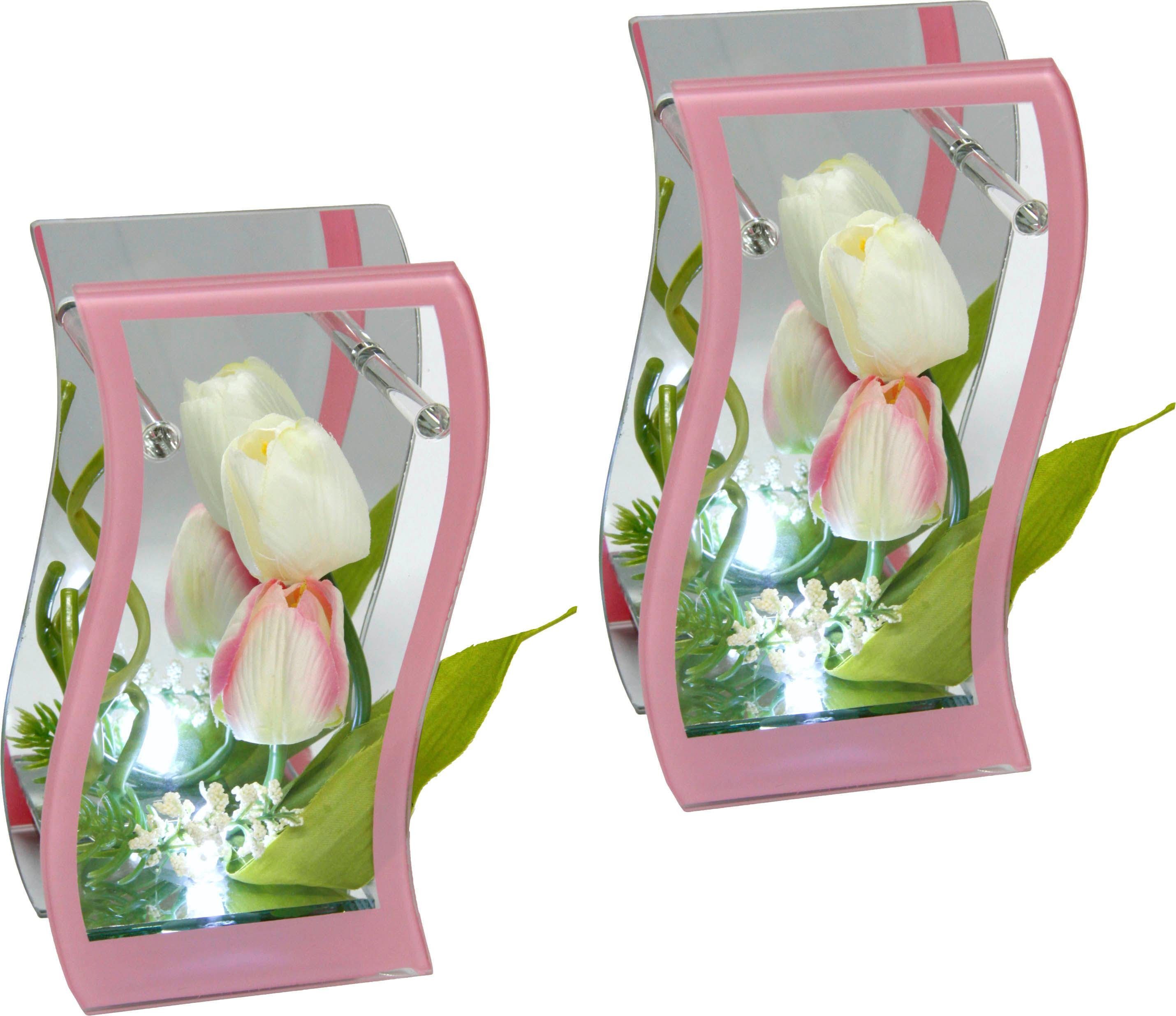 I.GE.A. Kunstplant (set, 2 stuks) kunstplanten roze
