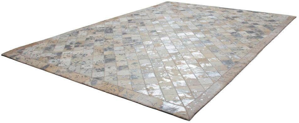 Kayoom Leren vloerkleed Lavish 210 - vacht tapijt Patchwork echt leer bont, woonkamer