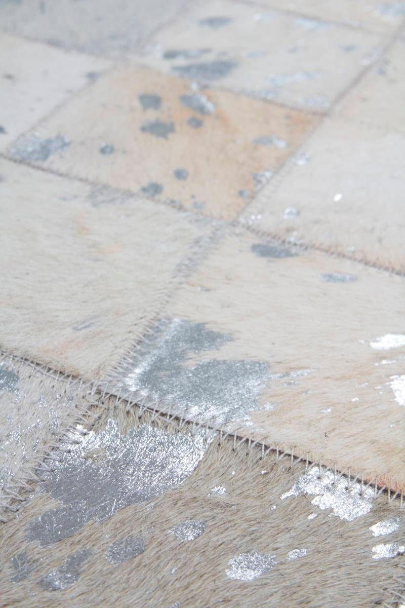 Kayoom Leren vloerkleed Lavish 210 - vacht tapijt Patchwork echt leer bont, woonkamer