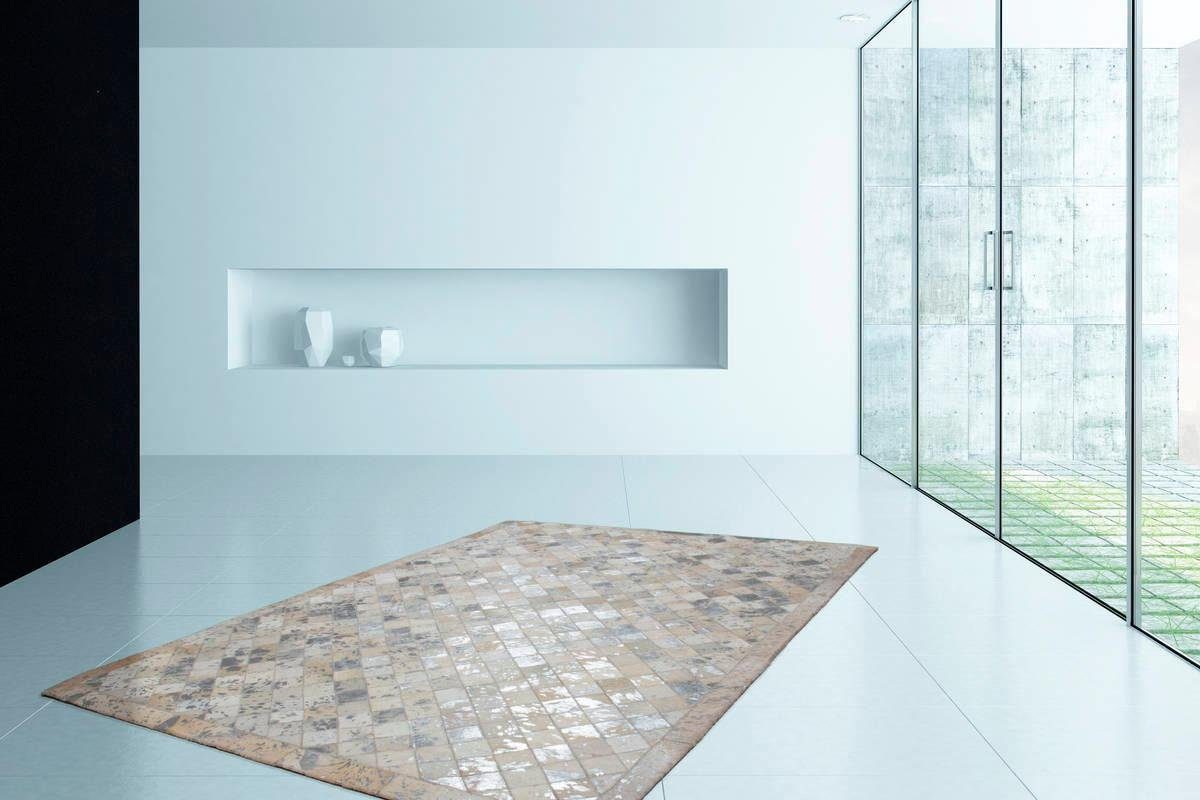 Kayoom Leren vloerkleed Lavish 210 - vacht tapijt Patchwork echt leer bont, woonkamer
