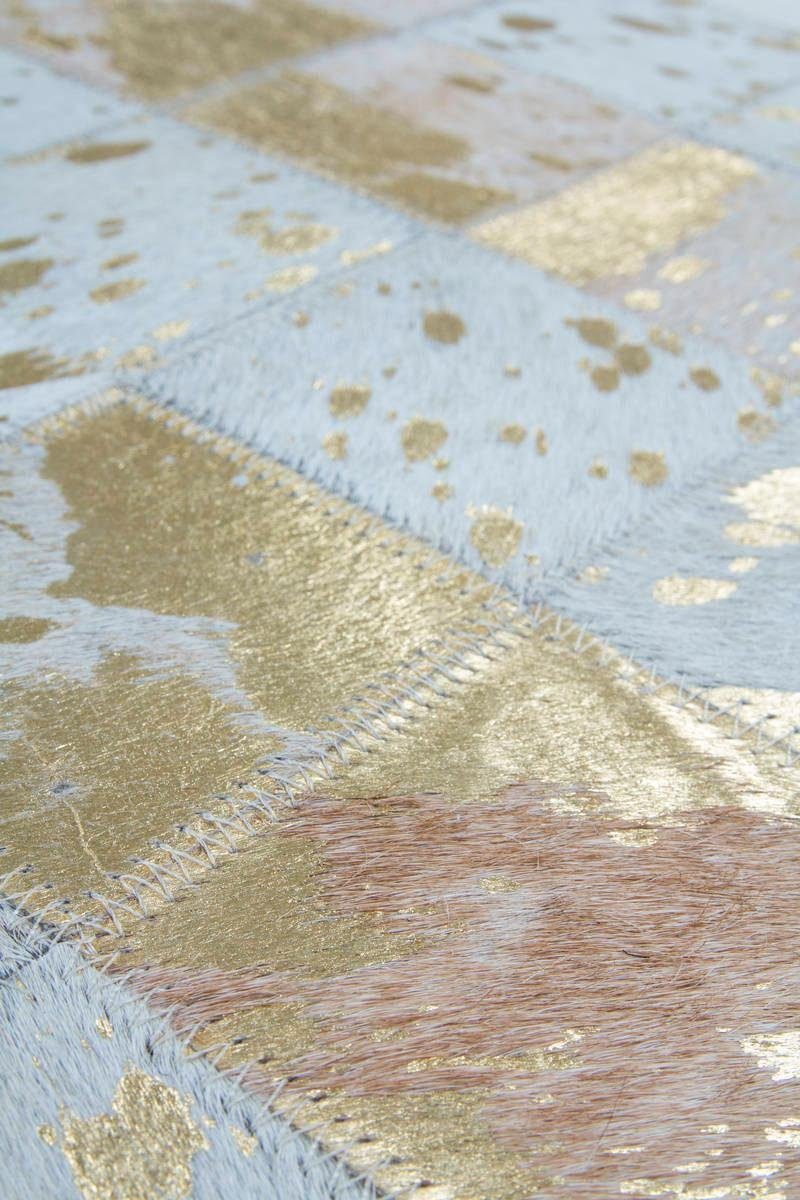 Kayoom Leren vloerkleed Lavish 210 - vacht tapijt Patchwork echt leer bont, woonkamer