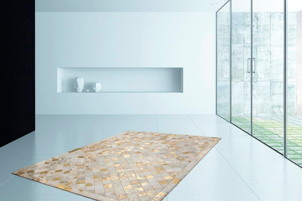 Kayoom Leren vloerkleed Lavish 210 - vacht tapijt Patchwork echt leer bont, woonkamer
