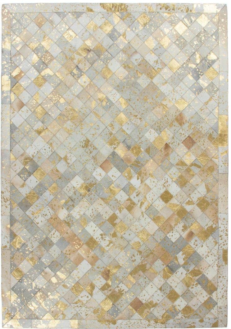 Kayoom Leren vloerkleed Lavish 210 - vacht tapijt Patchwork echt leer bont, woonkamer