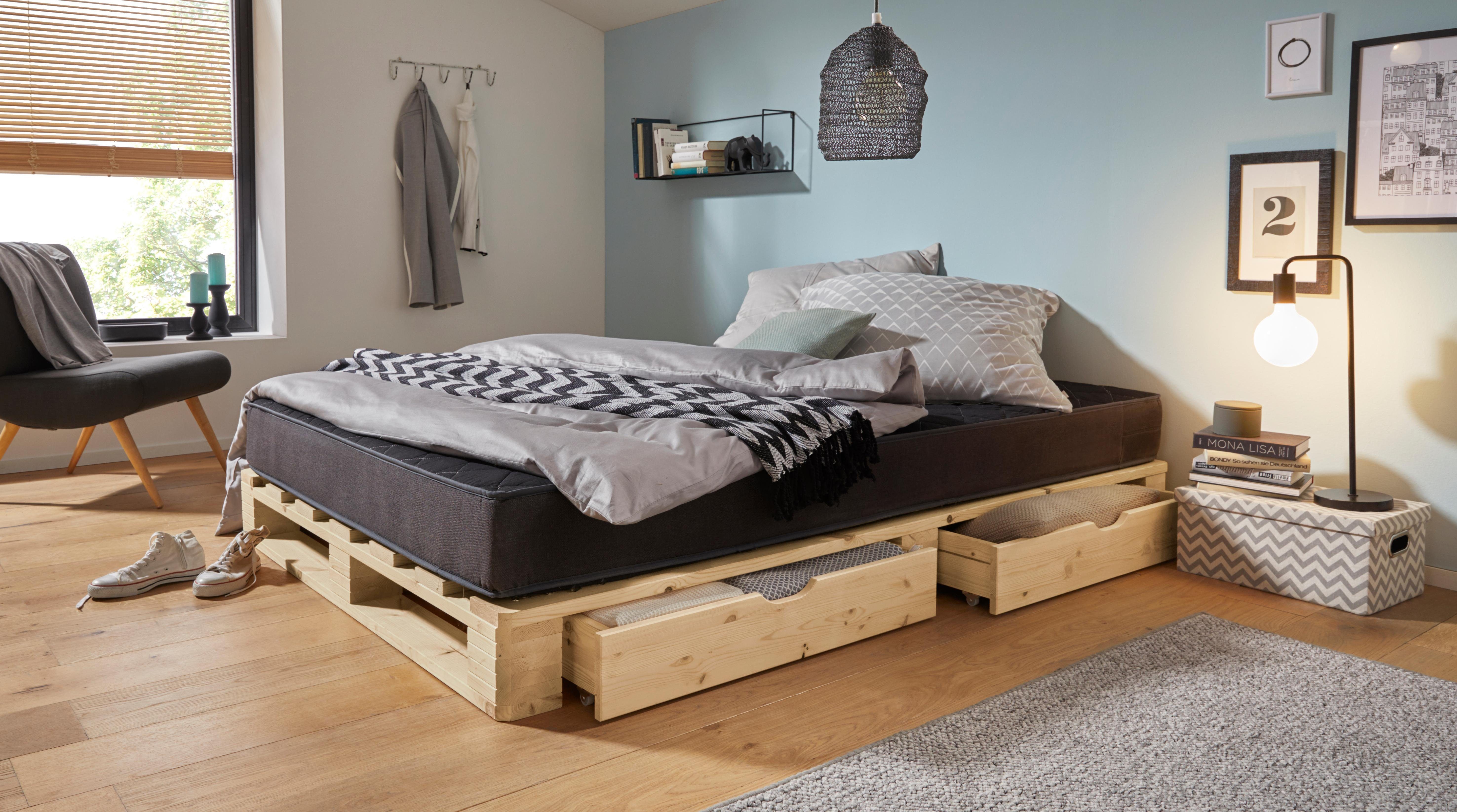 Home affaire Palletbed "ALASCO" BESTSELLER! Met lade gecertificeerd massief hout, uit te breiden tot tweepersoons- of familiebed
