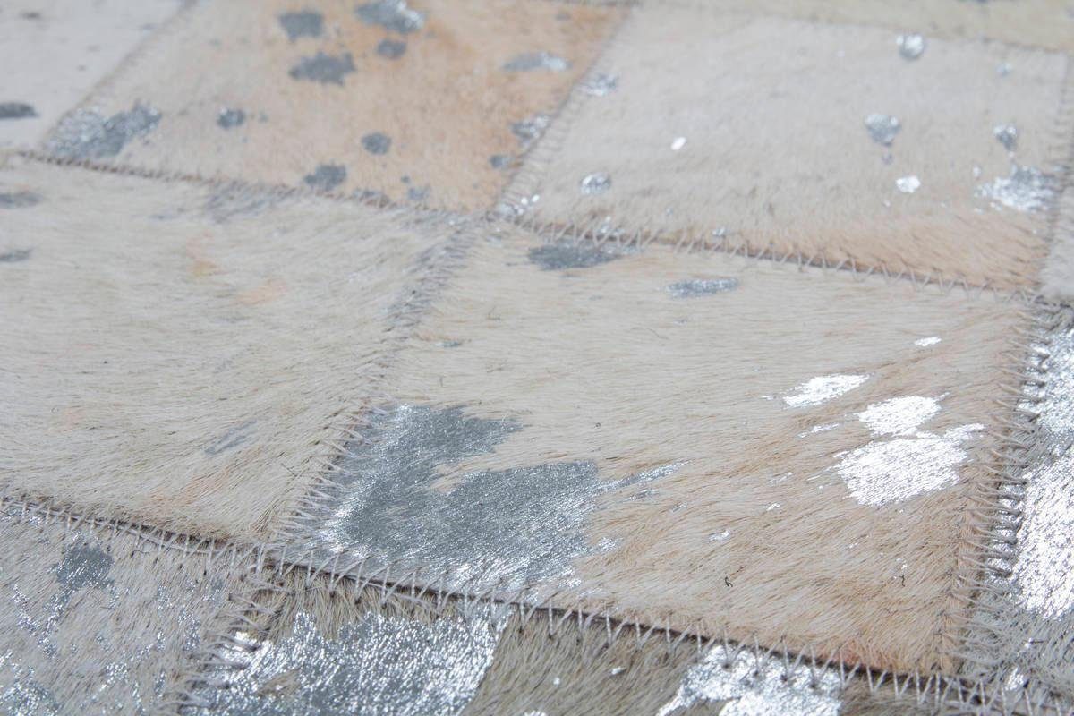 Kayoom Leren vloerkleed Lavish 210 - vacht tapijt Patchwork echt leer bont, woonkamer