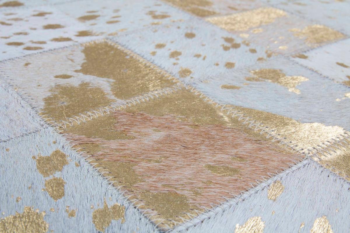 Kayoom Leren vloerkleed Lavish 210 - vacht tapijt Patchwork echt leer bont, woonkamer