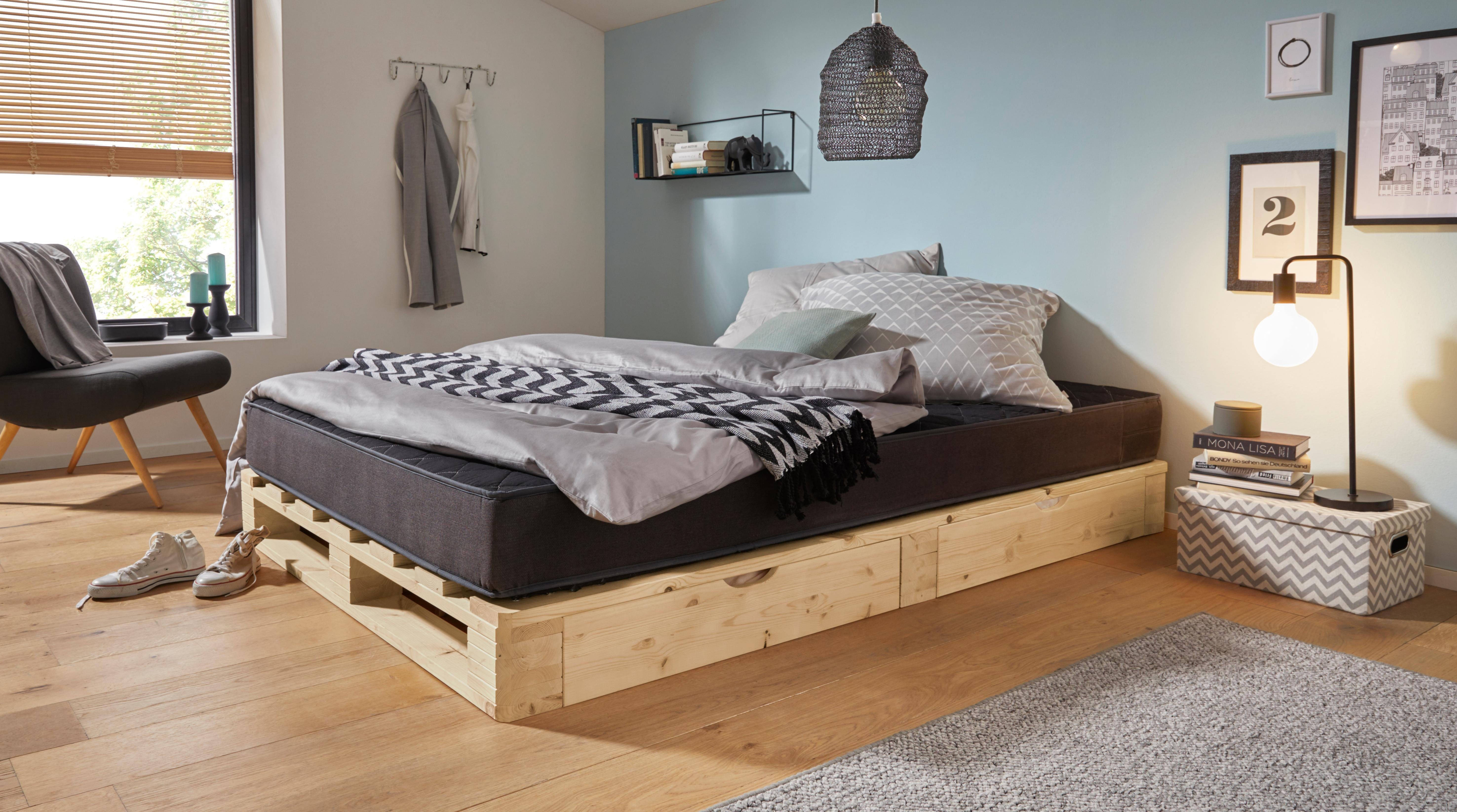 Home affaire Palletbed "ALASCO" BESTSELLER! Met lade gecertificeerd massief hout, uit te breiden tot tweepersoons- of familiebed