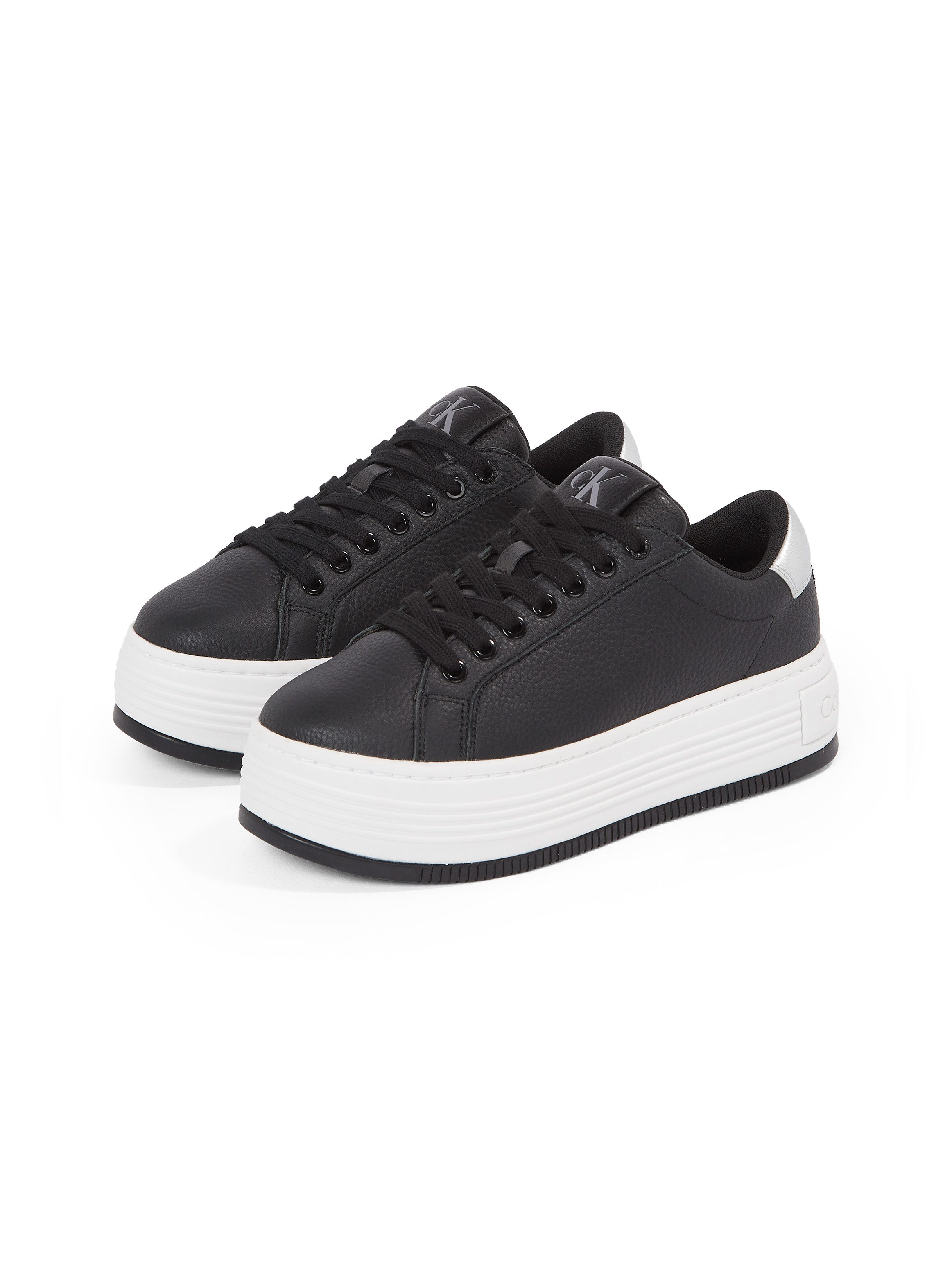 Calvin Klein Plateausneakers BOLD FLATF LOW MIX OHB veterschoenen, lage schoen, vrijetijdsschoen met hielcontrast dames lage sneakers maat 42 EU zwart