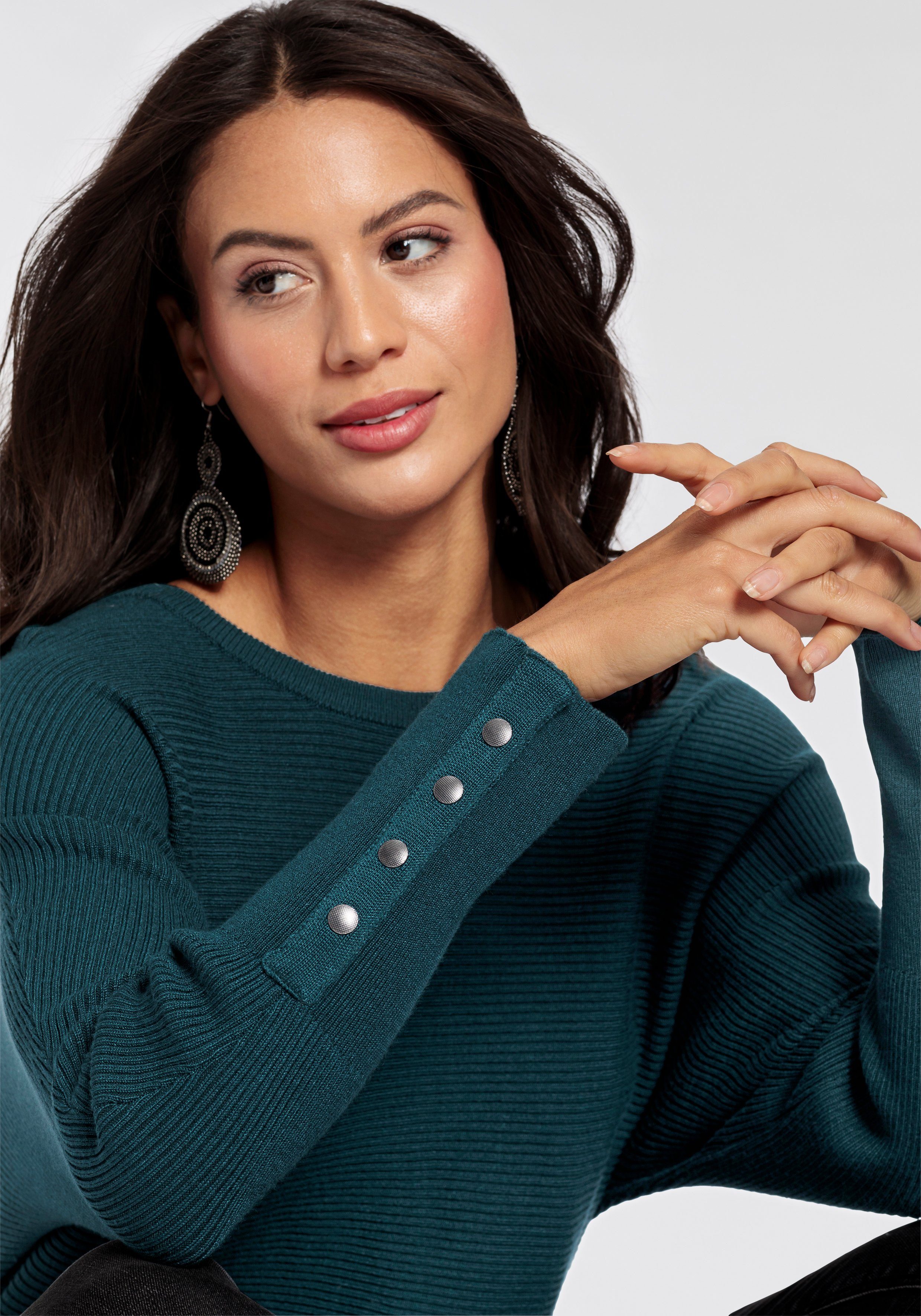 Laura Scott Trui met vleermuismouwen met verlaagde schoudernaden