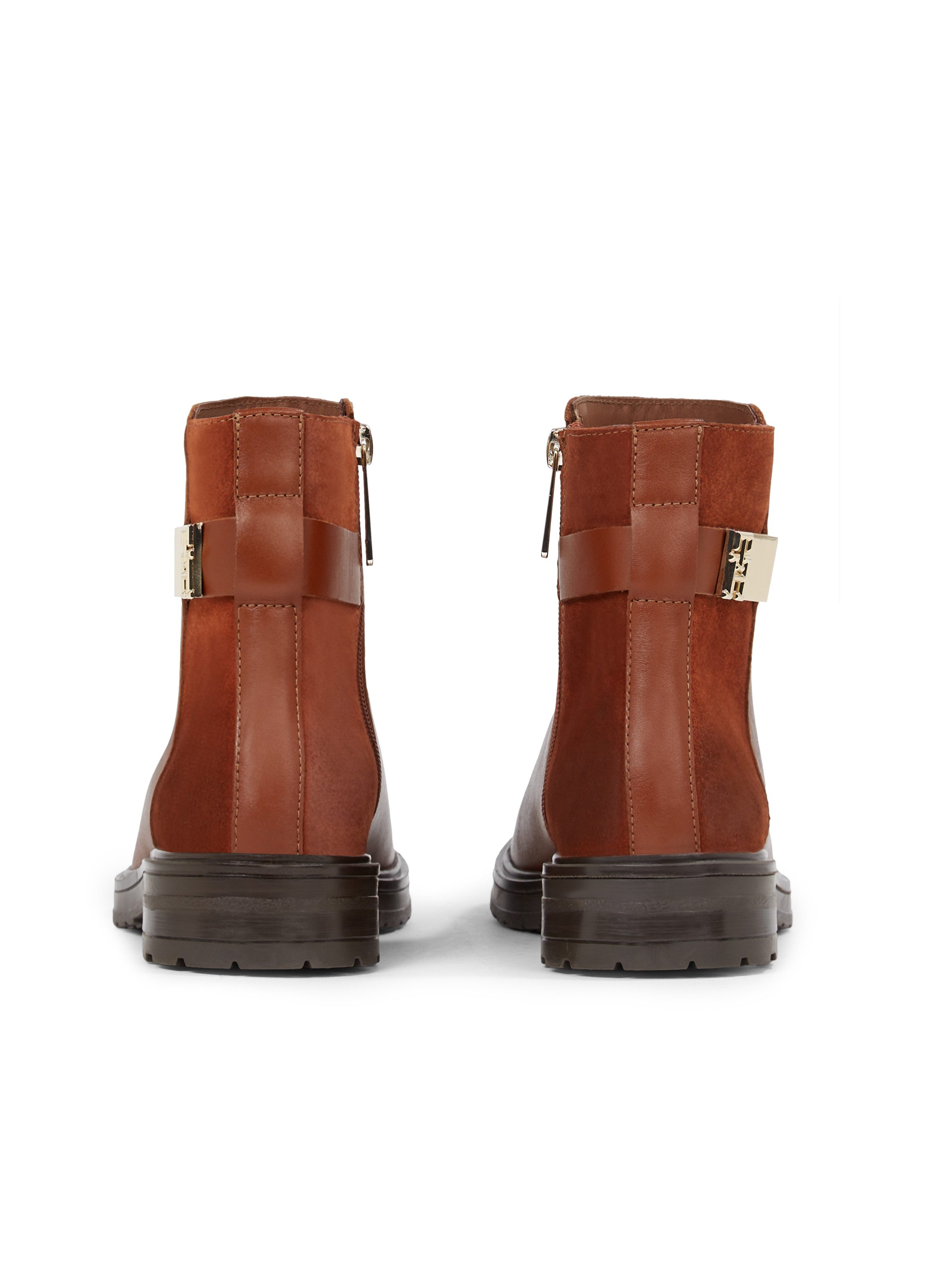 Tommy Hilfiger Laarsjes TH LOGO LEATHER MIX CHELSEA blokhak, business schoen, laarzen met th-sieraad