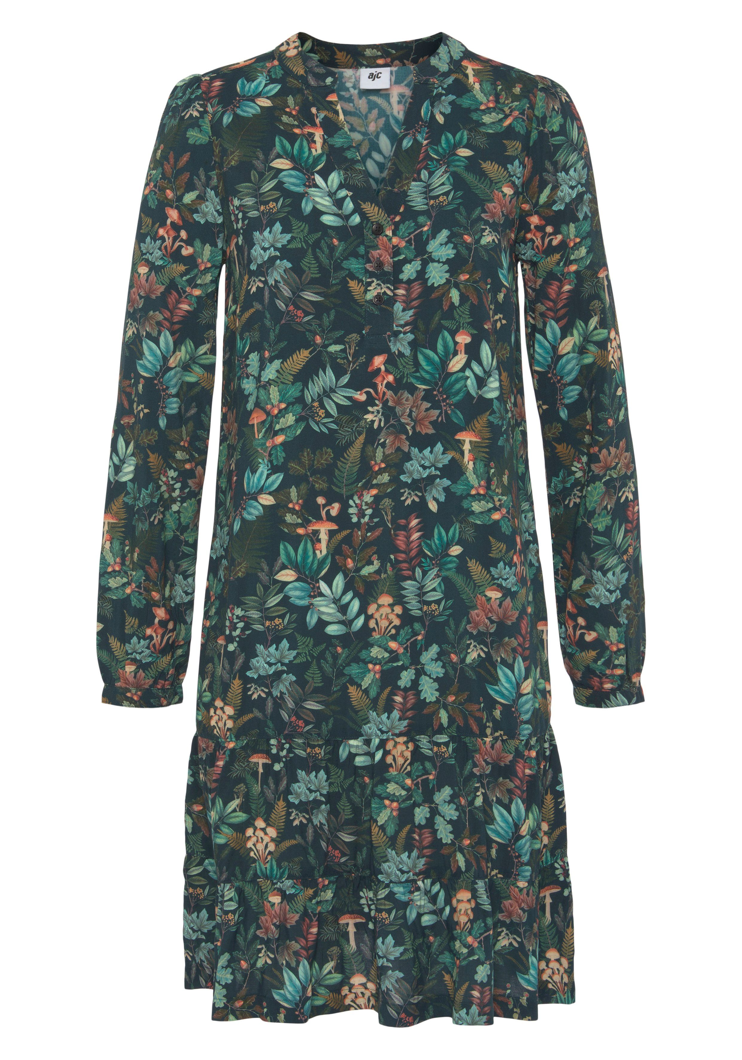 AJC Jurk met overhemdkraag knie-vrij, elegant, van viscose, lange mouwen, met 1-knop-manchetten