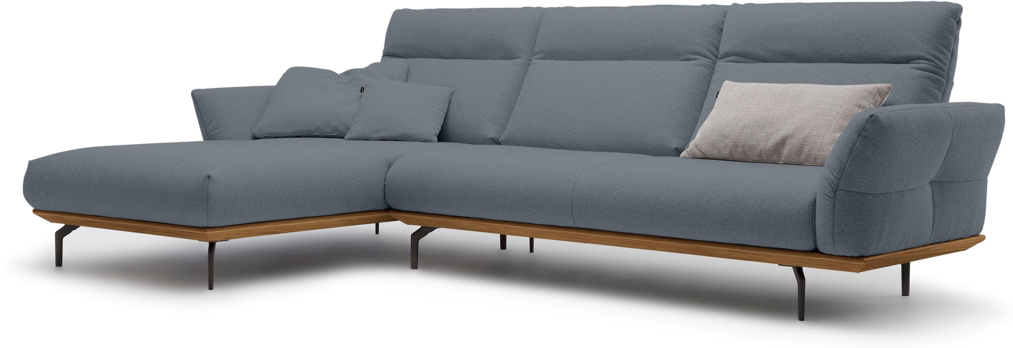Creation BY ROLF BENZ Hoekbank Hs.460 Sokkel in walnotenhout, onderstel in umbra grijs, breedte 318 cm