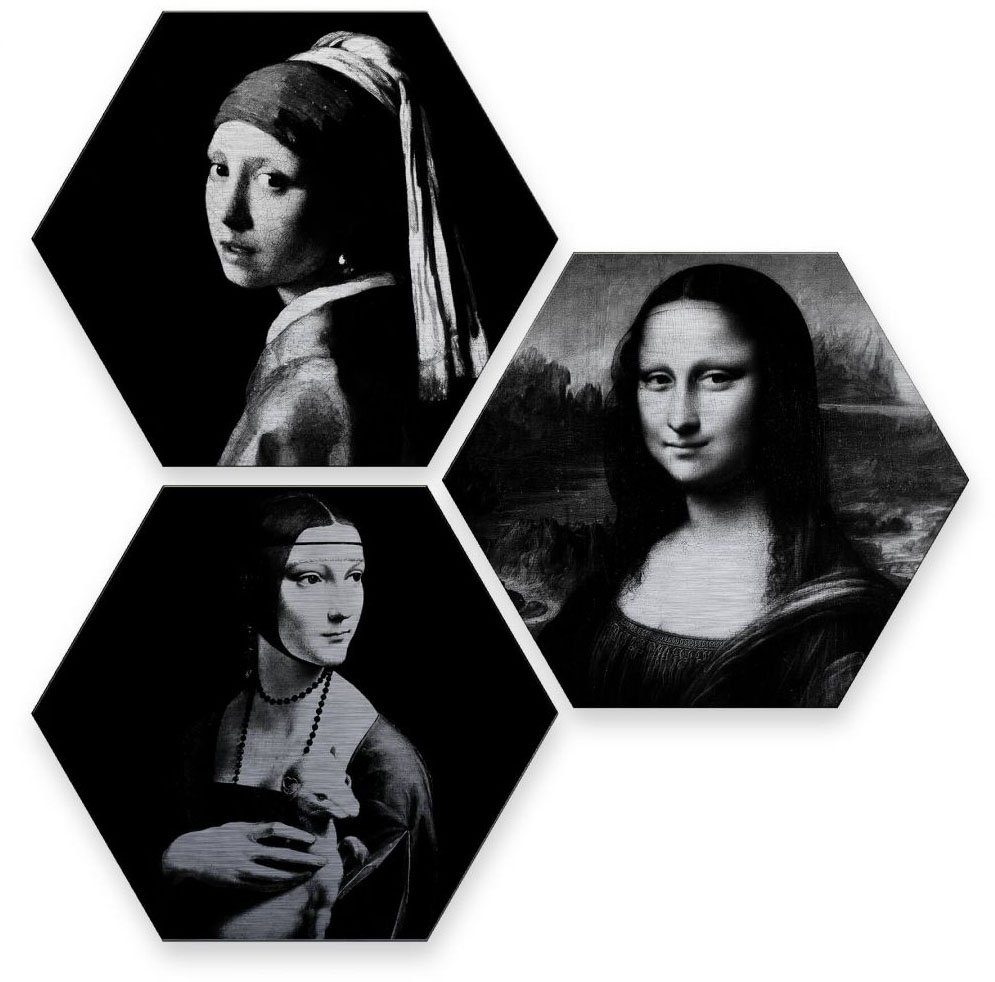 Wall-Art Meerdelige artprint Beroemde vrouwen kunstgeschiedenis (set, 3 stuks)
