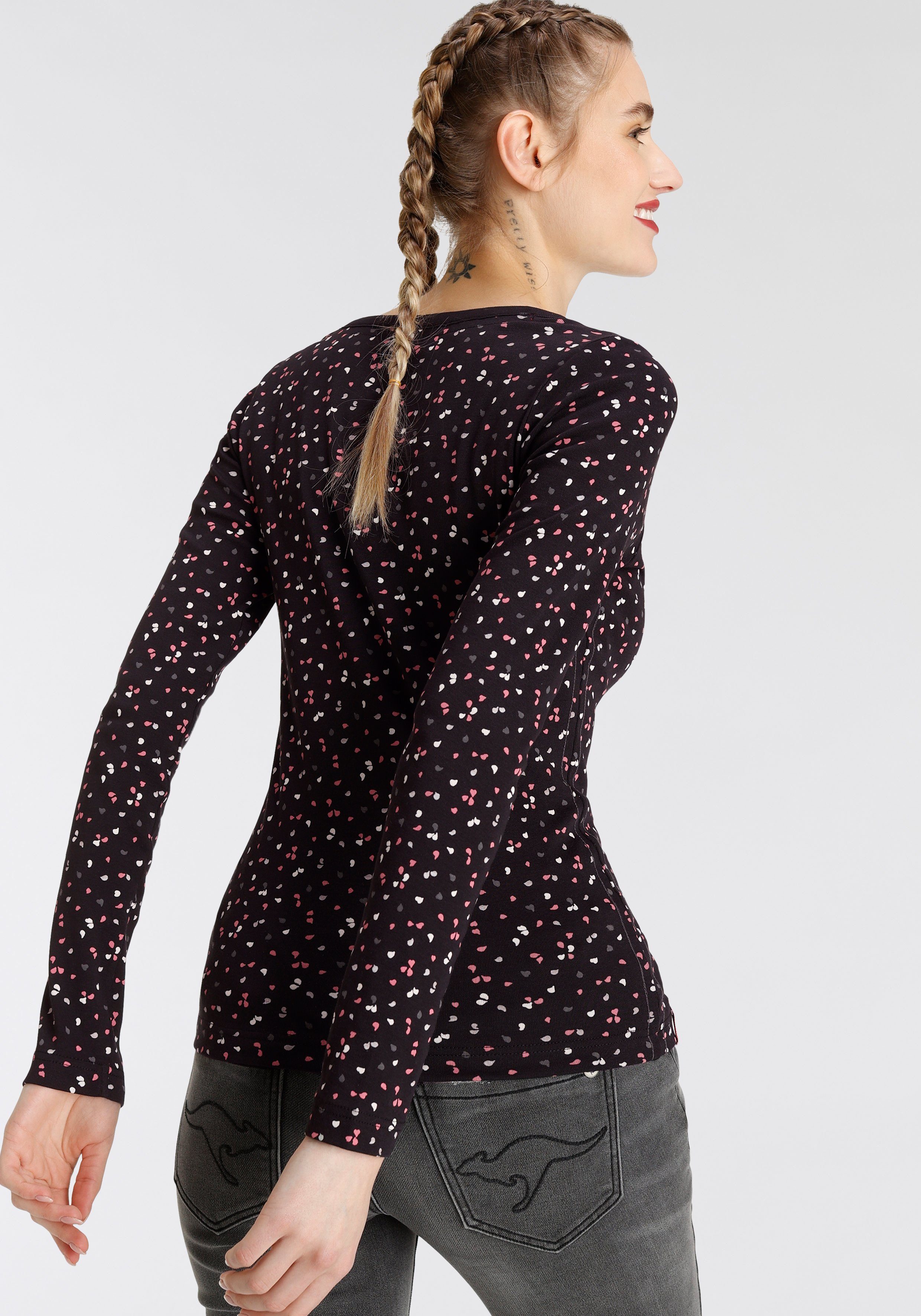 KangaROOS Shirt met lange mouwen met hanzeprint all-over (1-delig)
