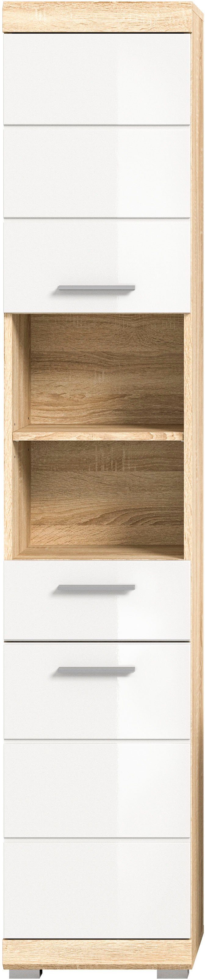 INOSIGN Hoge kast Siena, breedte 37 cm, 2 deuren, 1 lade, 2 open vakken, MDF-front in verschillende kleuren verkrijgbaar, badkamermeubels, badkamerkast, kast, badkamer (1 stuk)