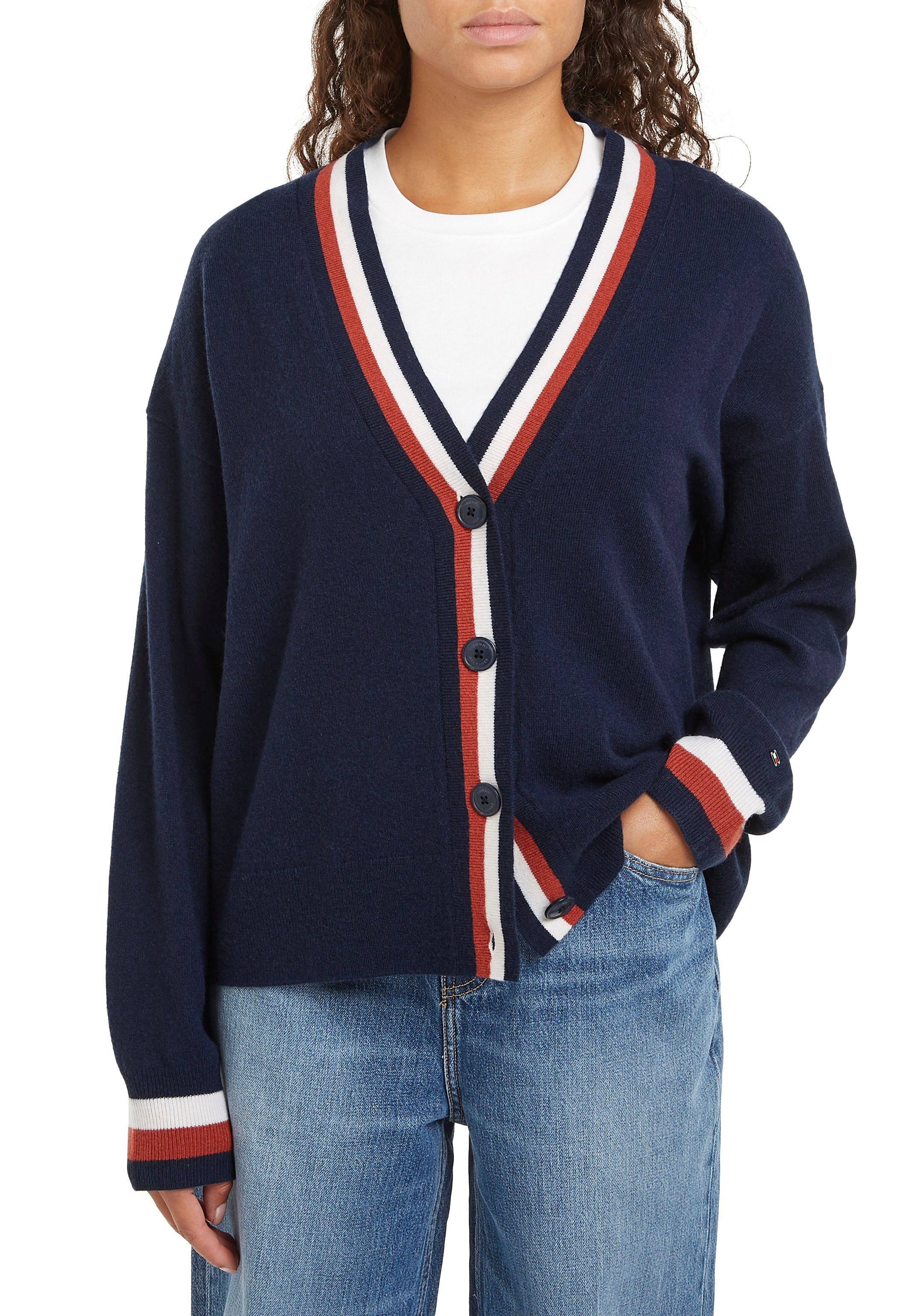 Tommy Hilfiger Vest GLOBAL STP WOOL CASH CARDIGAN met tommy hilfiger global stripe (Global Serie TH VROUWEN)