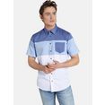 shirtmaster overhemd met korte mouwen blockingbeat bowlingoverhemd met kentkraag blauw
