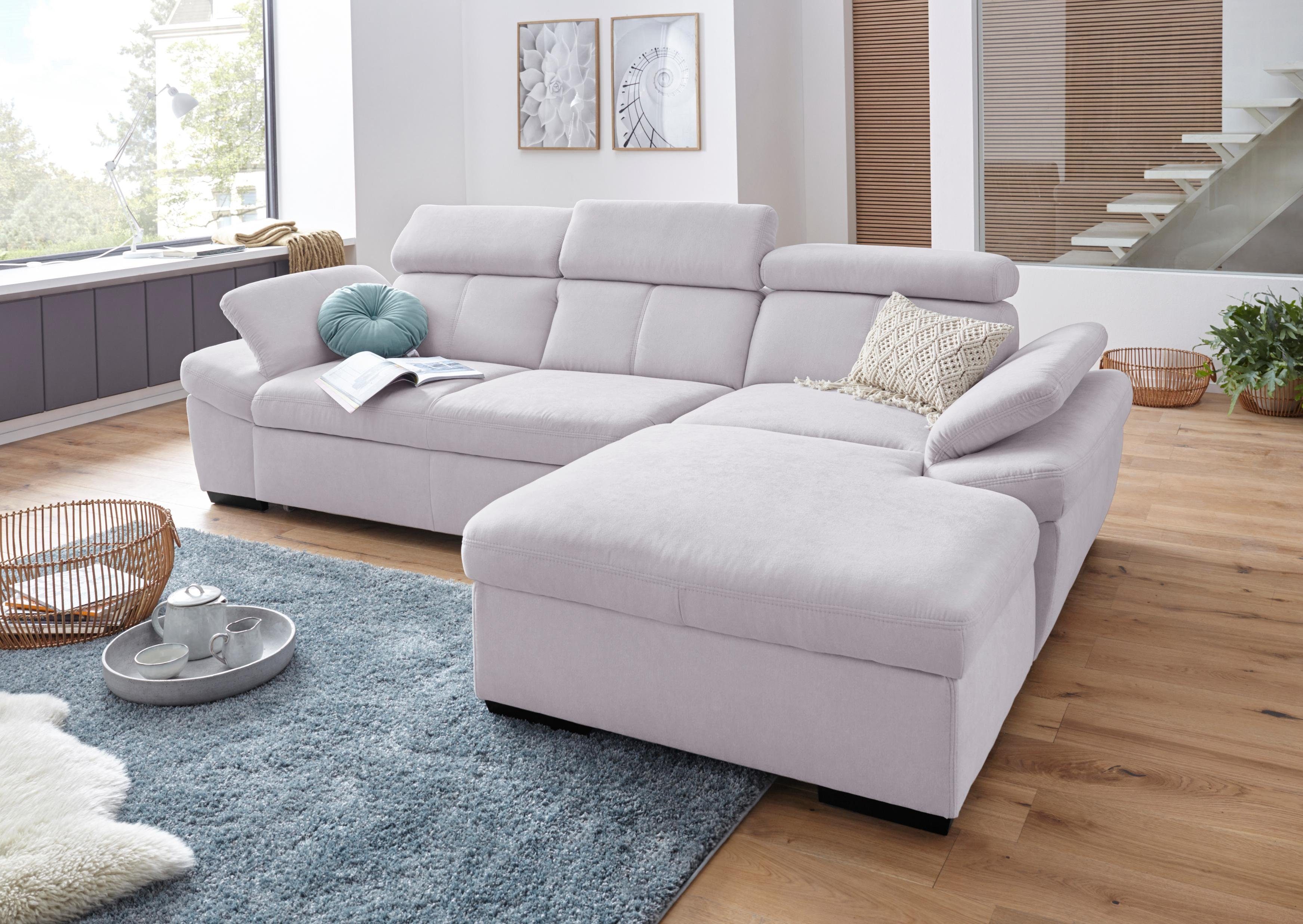 Exxpo - sofa fashion Hoekbank Salerno, incl. hoofd- en armdeelverstelling, elegant & comfortabel, L-vorm