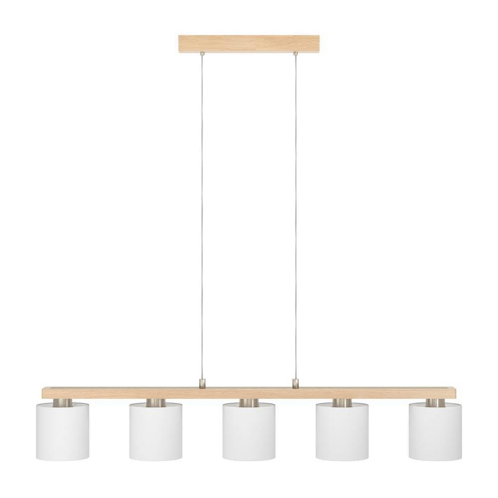 EGLO Hanglamp CASTRALVO Hanglamp, nikkel-mat, bruin, wit, FSC gecertificeerd, E27 fitting (1 stuk)