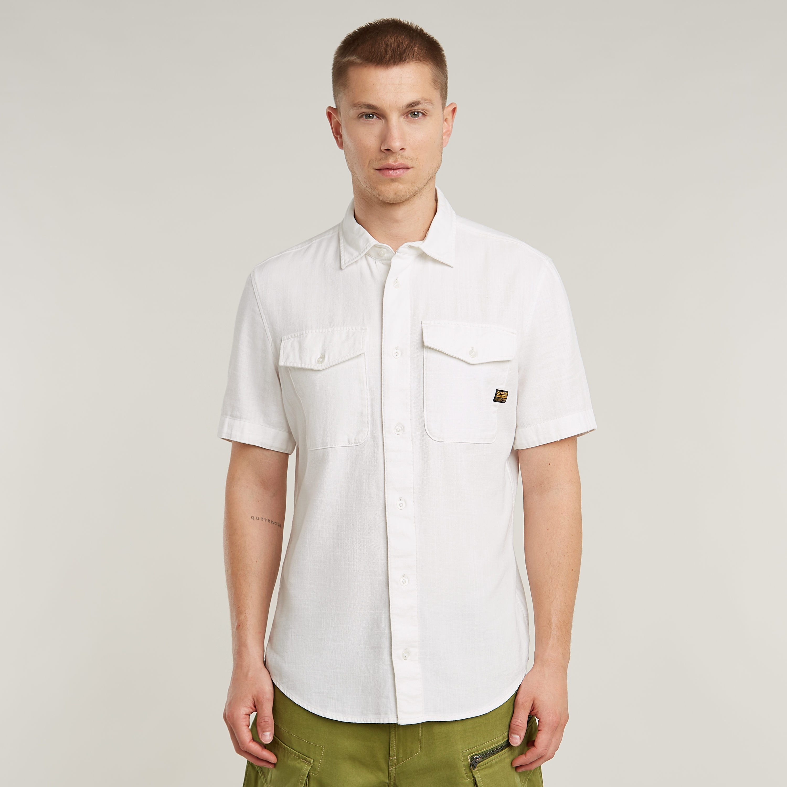 G-Star RAW Overhemd met korte mouwen Marine Slim Shirt met opgestikte zakken