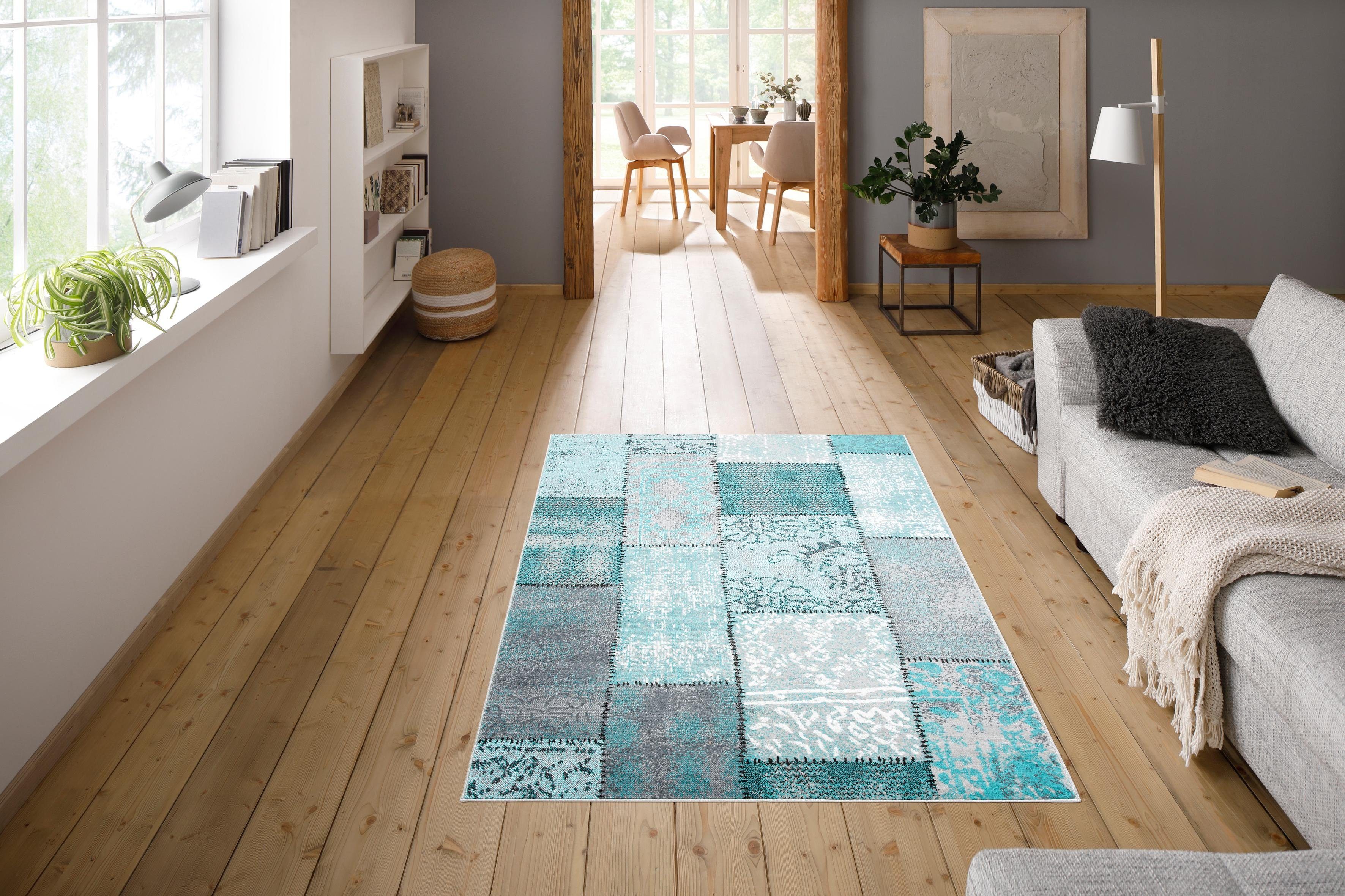 my home Vloerkleed Garry Vintage, kortpolig, patchwork-design, kleurrijk, woonkamer