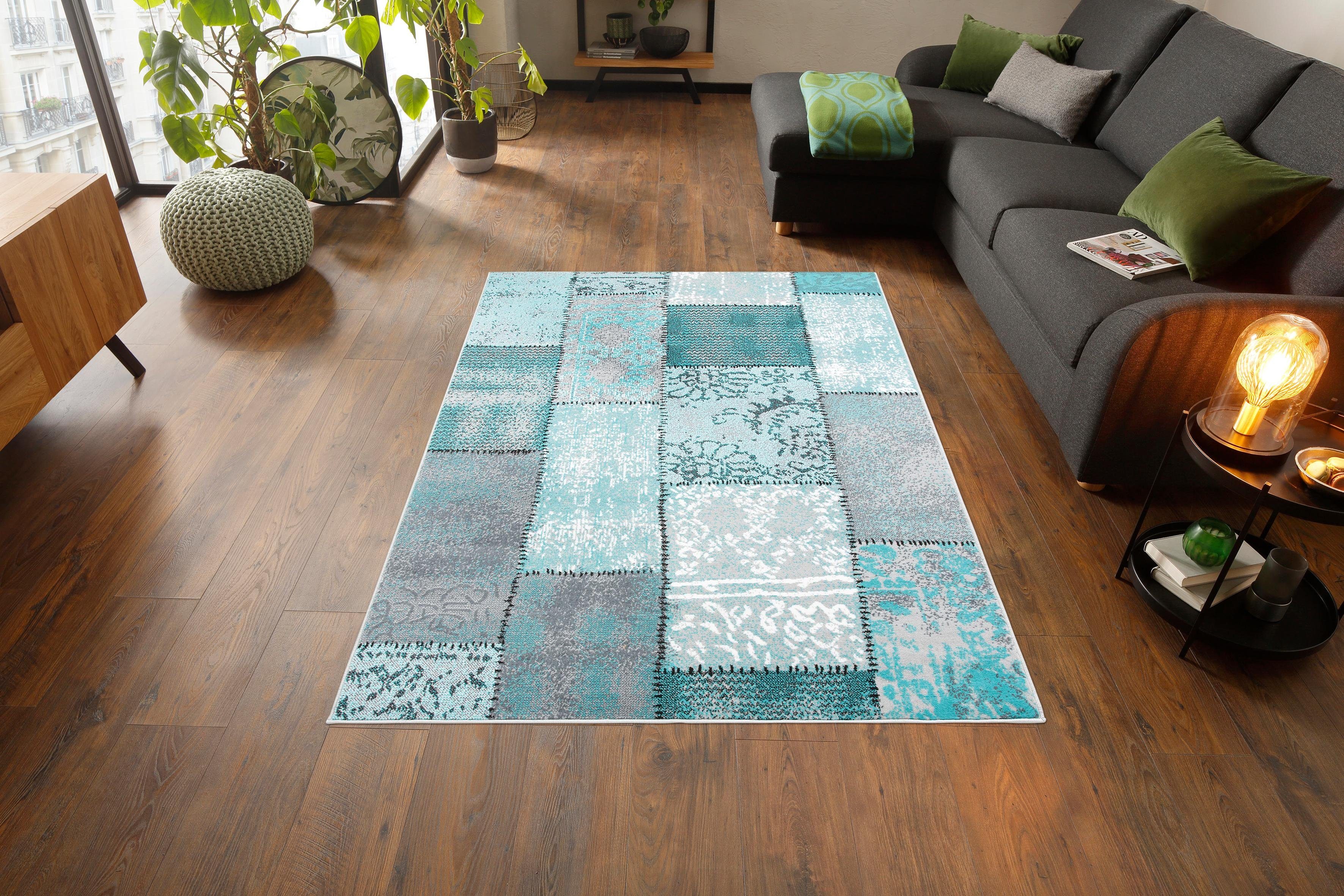 my home Vloerkleed Garry Vintage, kortpolig, patchwork-design, kleurrijk, woonkamer