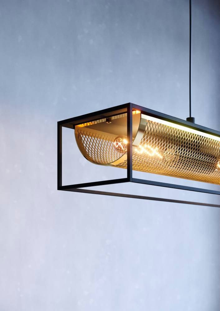 EGLO Hanglamp NOHALES Hanglamp, eetkamerlamp van metaal in zwart en messing (1 stuk)