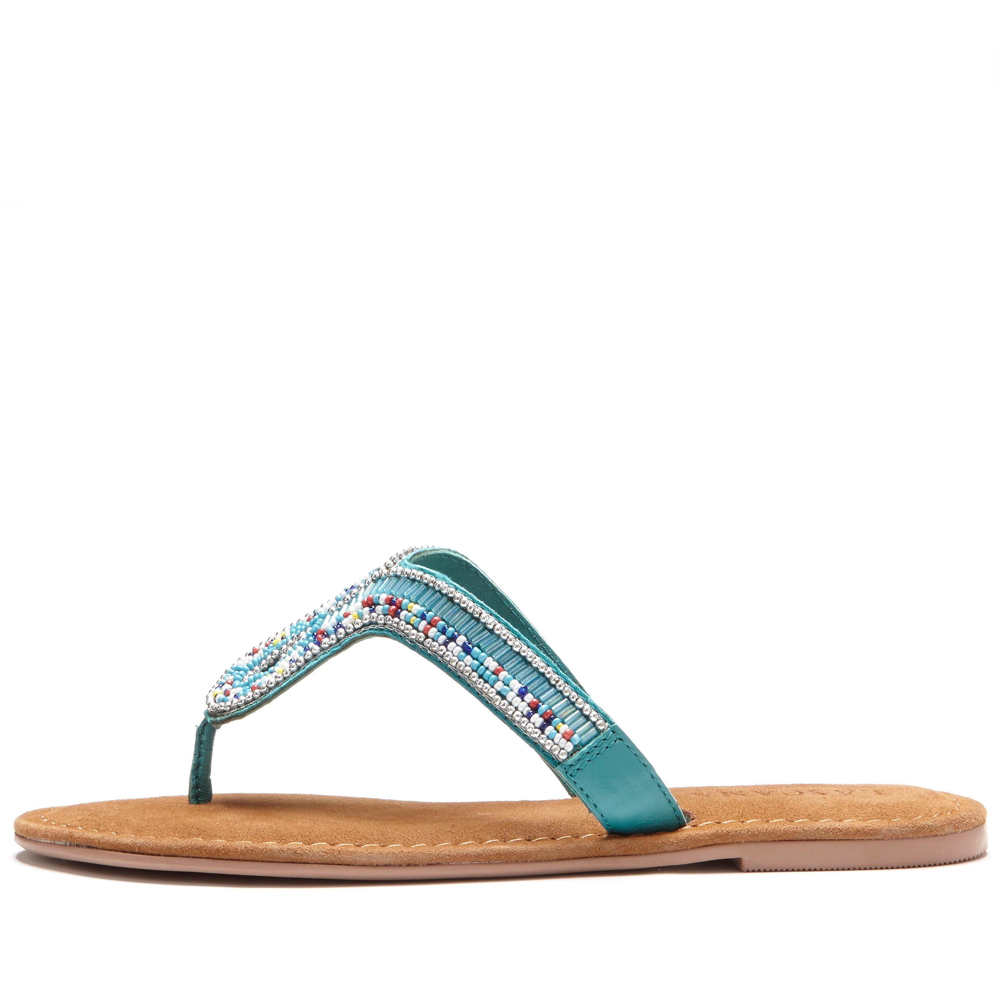 Lascana Teenslippers Sandaal, pantoletten van leer met sierparels