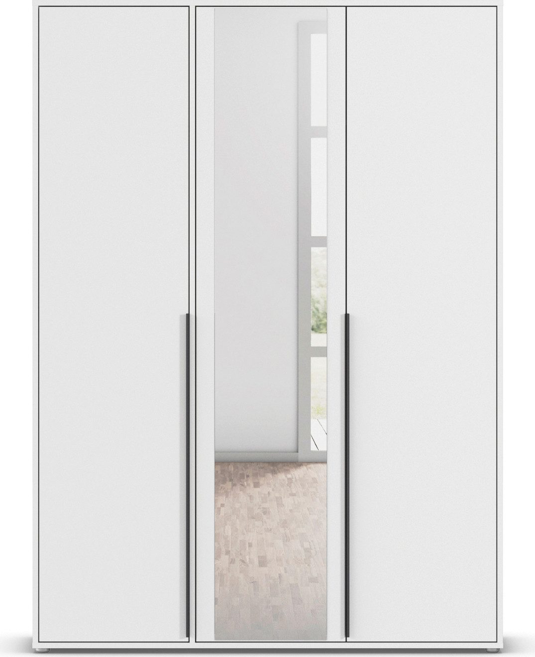 rauch Draaideurkast Kledingkast Kast Garderobe Wasmand NAGATA met Spiegel und modernen stangengriffen in graumetallic topseller made in germany