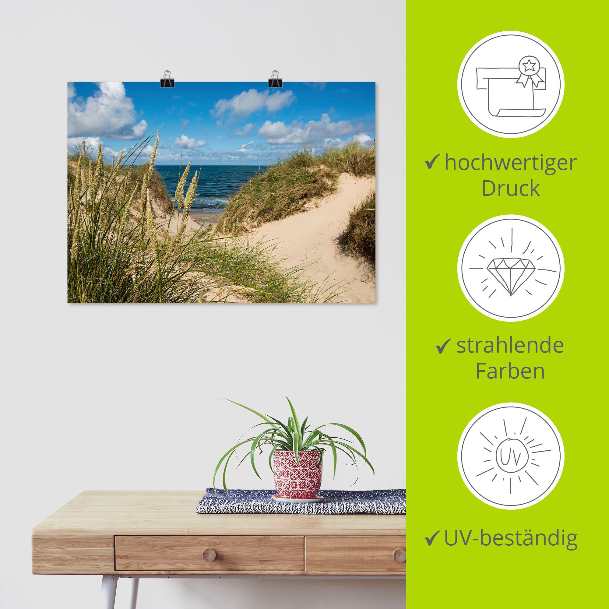 Artland Poster Strand bij Vesterhav als artprint van aluminium, artprint op linnen, muursticker of poster in verschillende maten