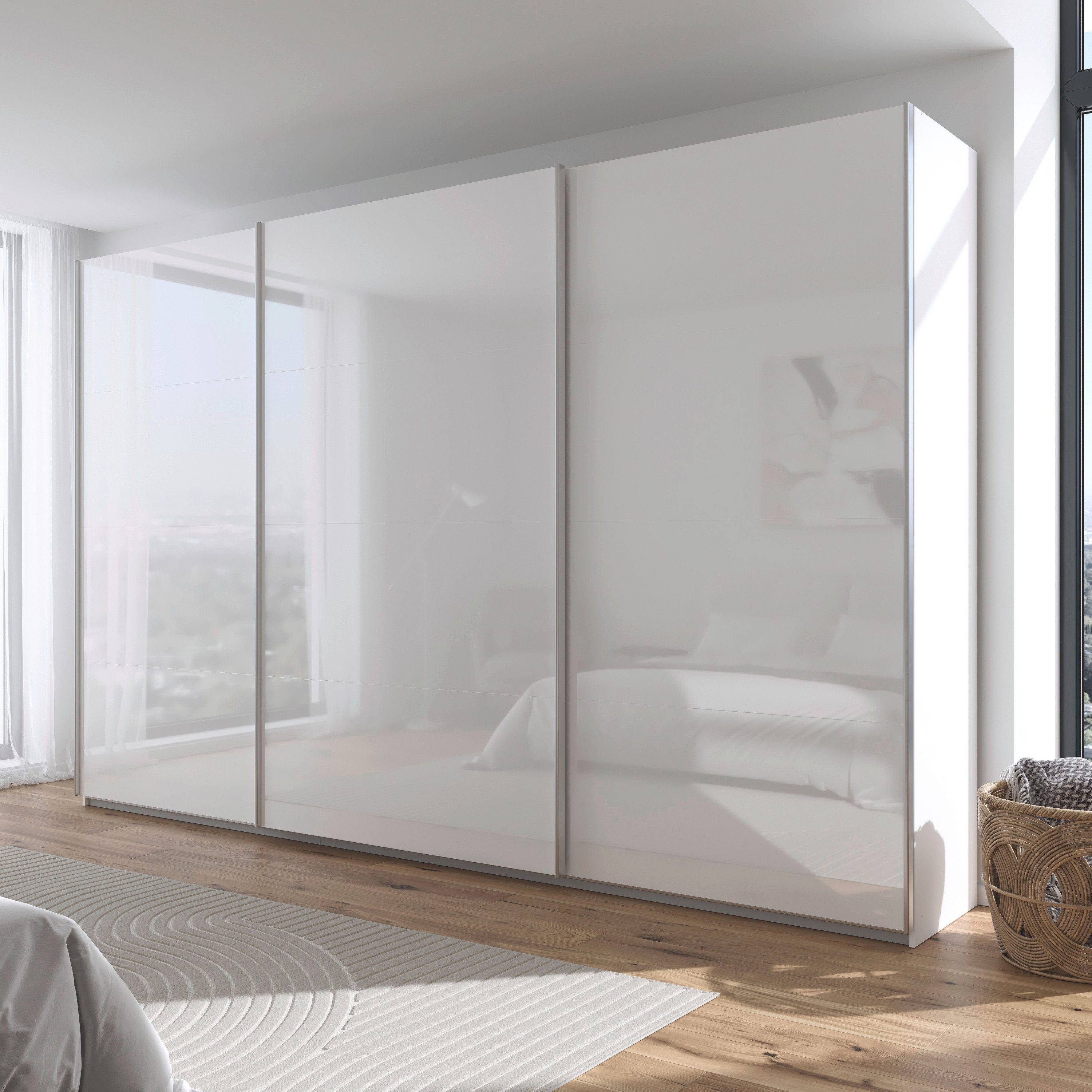 rauch Schuifdeurkast Kledingkast kast garderobe AGORDO met decor- of hoogglansfront doordachte binnenuitrusting, in 4 breedtes en 2 hoogtes made in germany