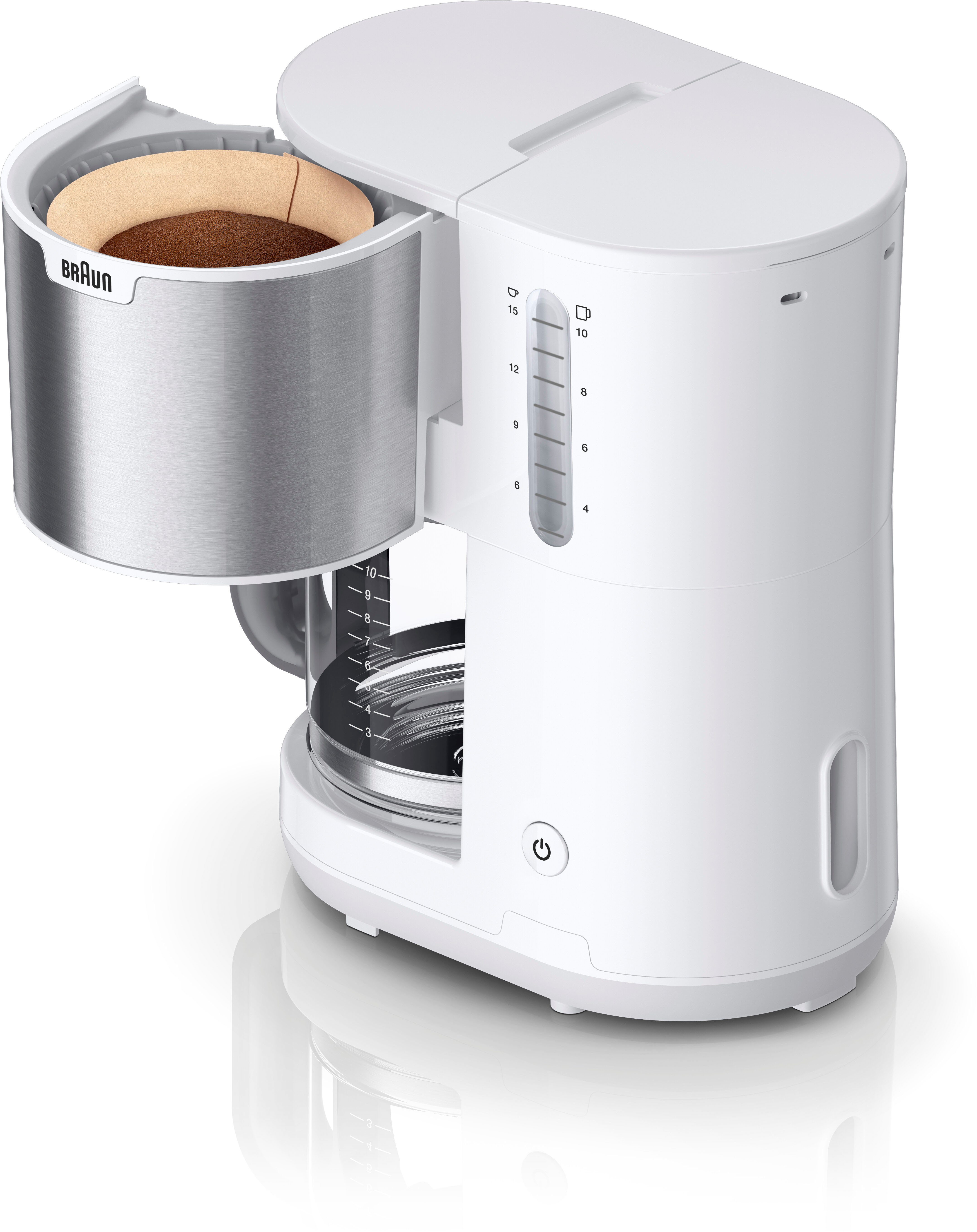Braun Filterkoffieapparaat PurShine KF1500 BK, 1,7 l, 1000w, automatische uitschakeling, uitneembare filtermand, roestvrij staal