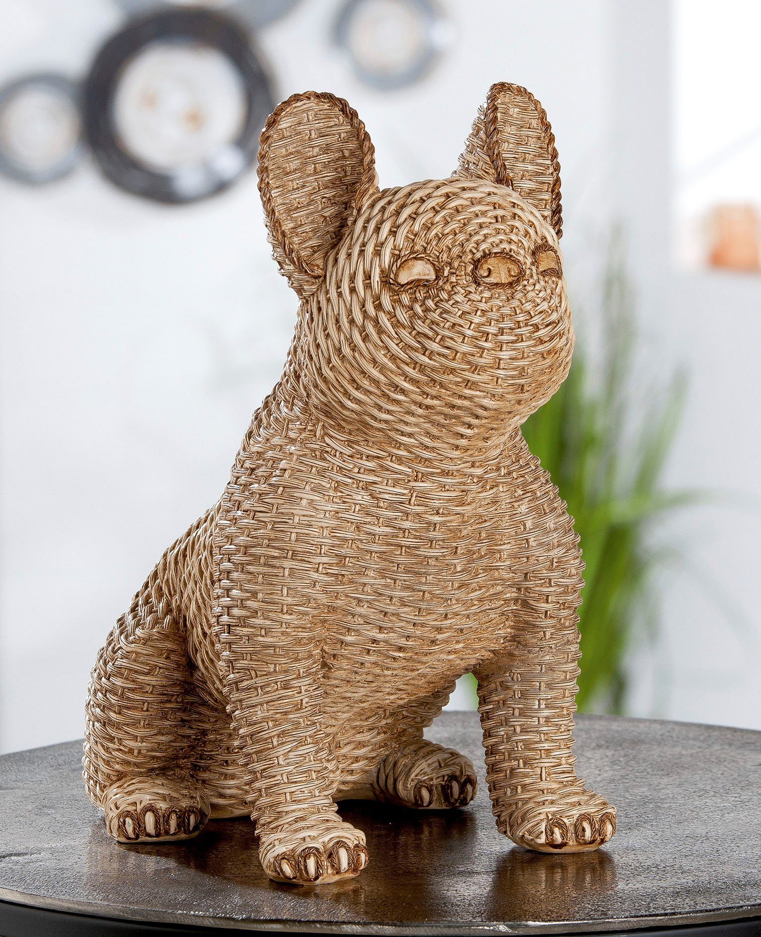 Casablanca by Gilde Dierfiguur Mopshond in rotan-look (1 stuk)
