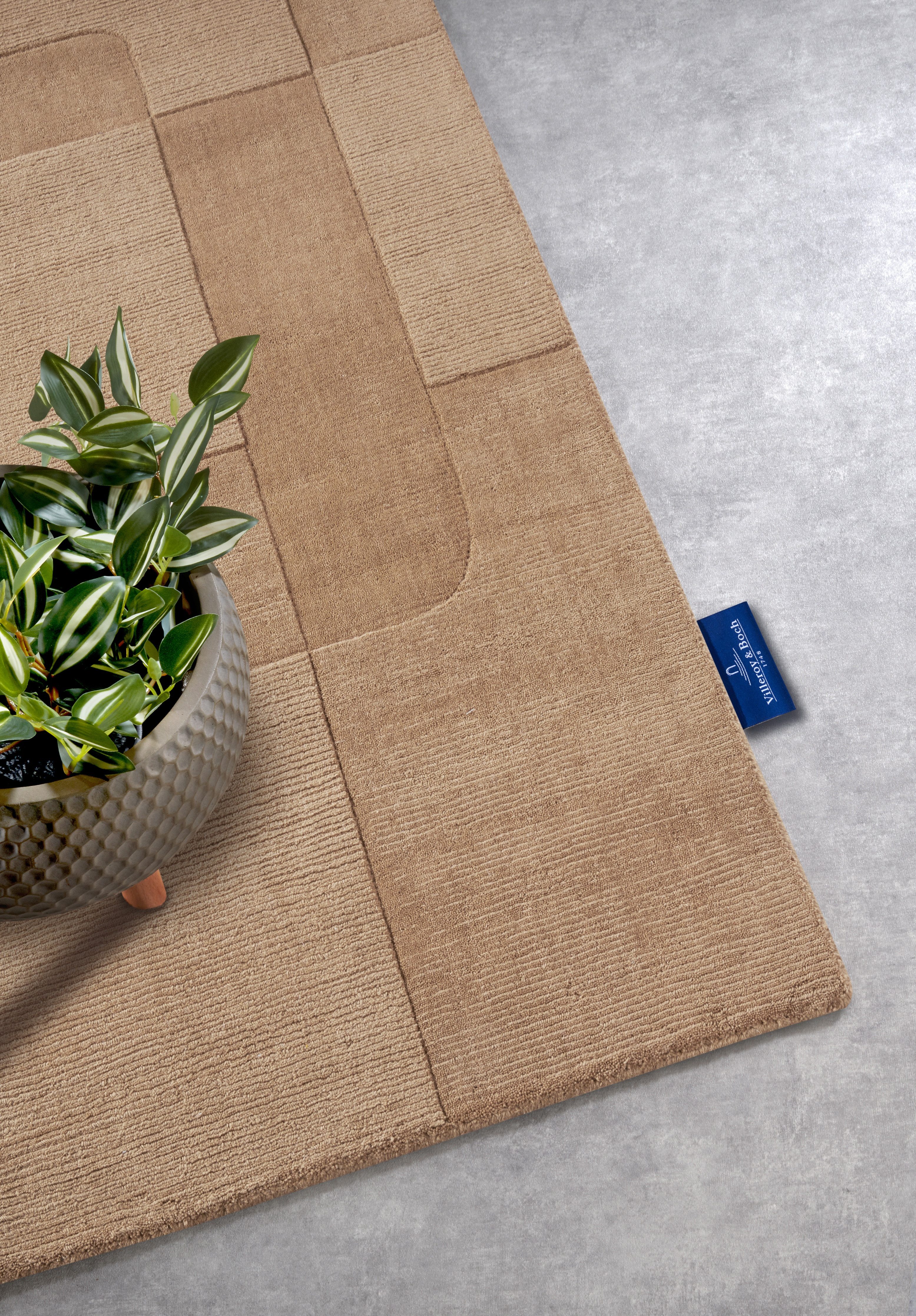 Villeroy & Boch Wollen kleed Charlotte Loper, handgeweven, wol, natuur, loper, woonkamer, geometrie