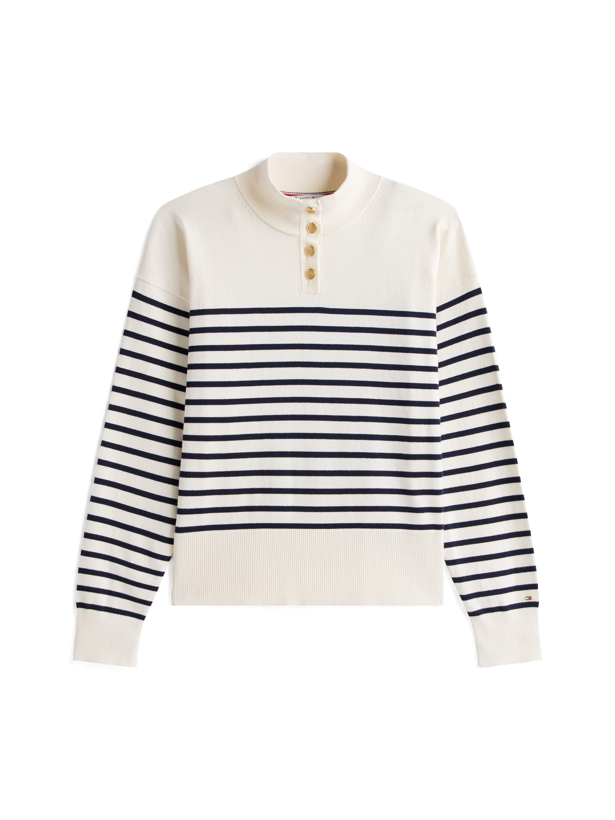 Tommy Hilfiger Gebreide trui CO JERSEY GOLD BTN MOCK-NK SWT