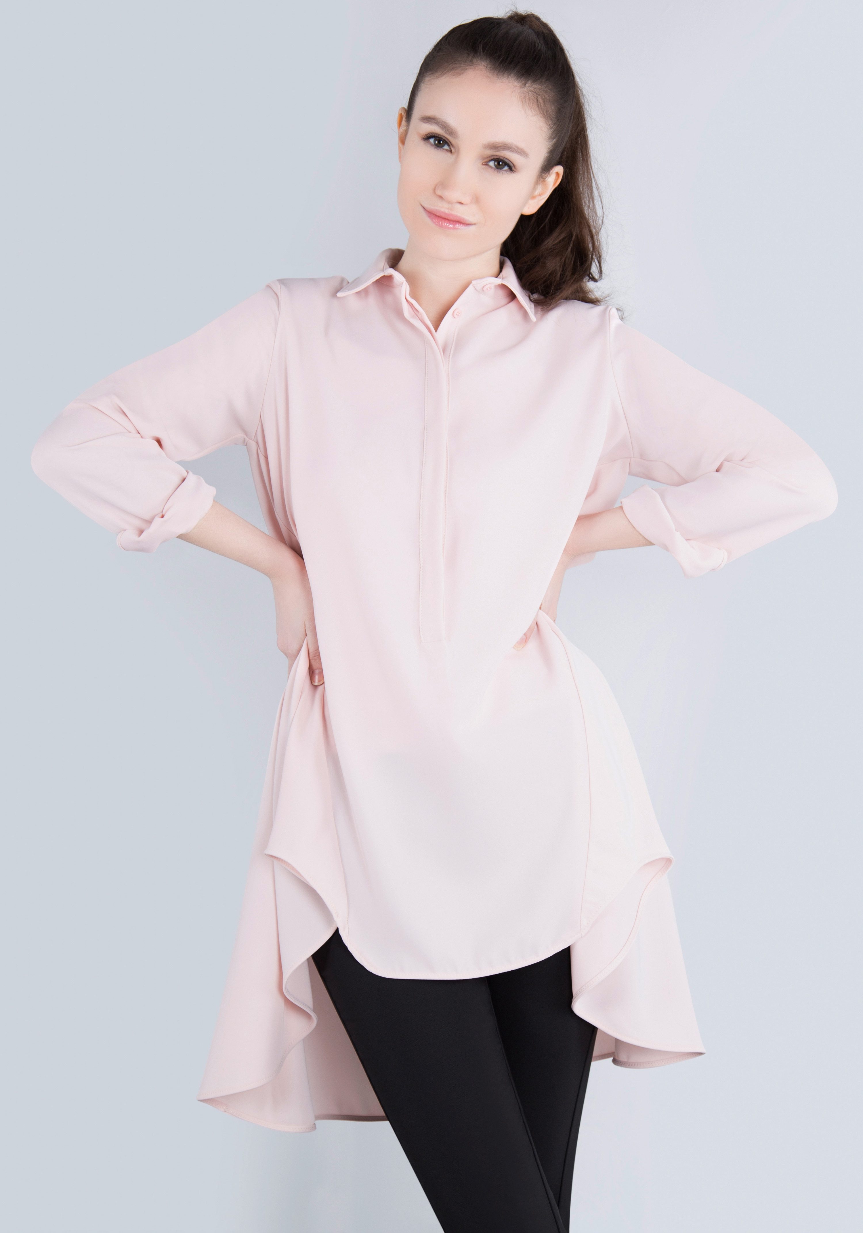IMPERIAL Lange blouse in vloeiende, lichte kwaliteit