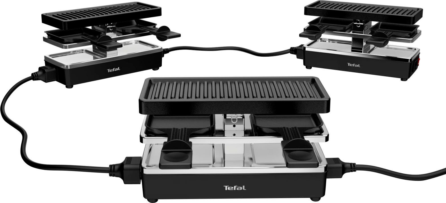 Tefal Raclette Plug & Share, für 2 Personen, 400 Watt, Antihaftbeschichtung, 2 pannetjes + grillplaat, uit te breiden tot 5 apparaten, afneembare kabel