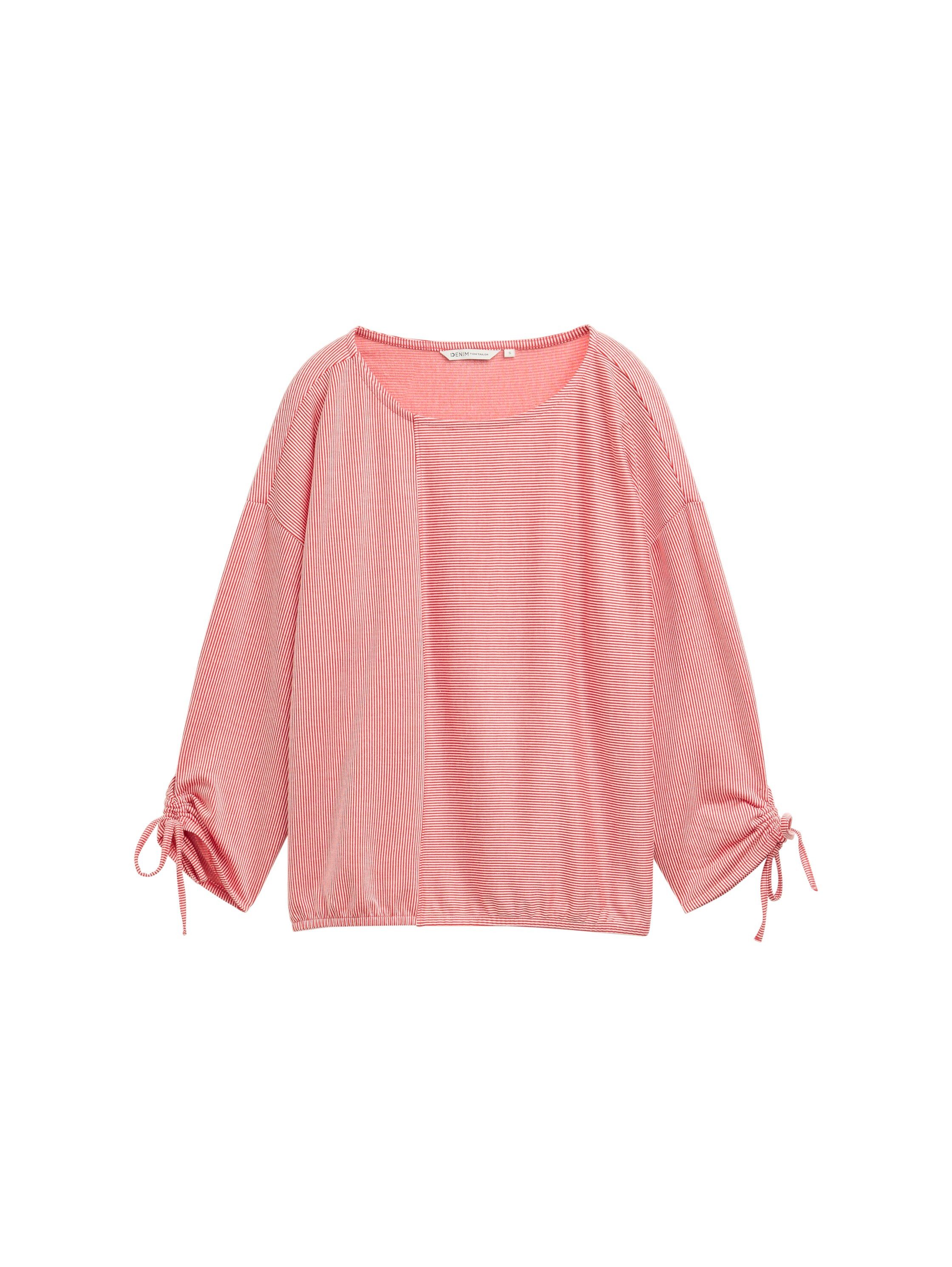 Tom Tailor Denim Shirt met 3/4 mouwen in fijne rib-look