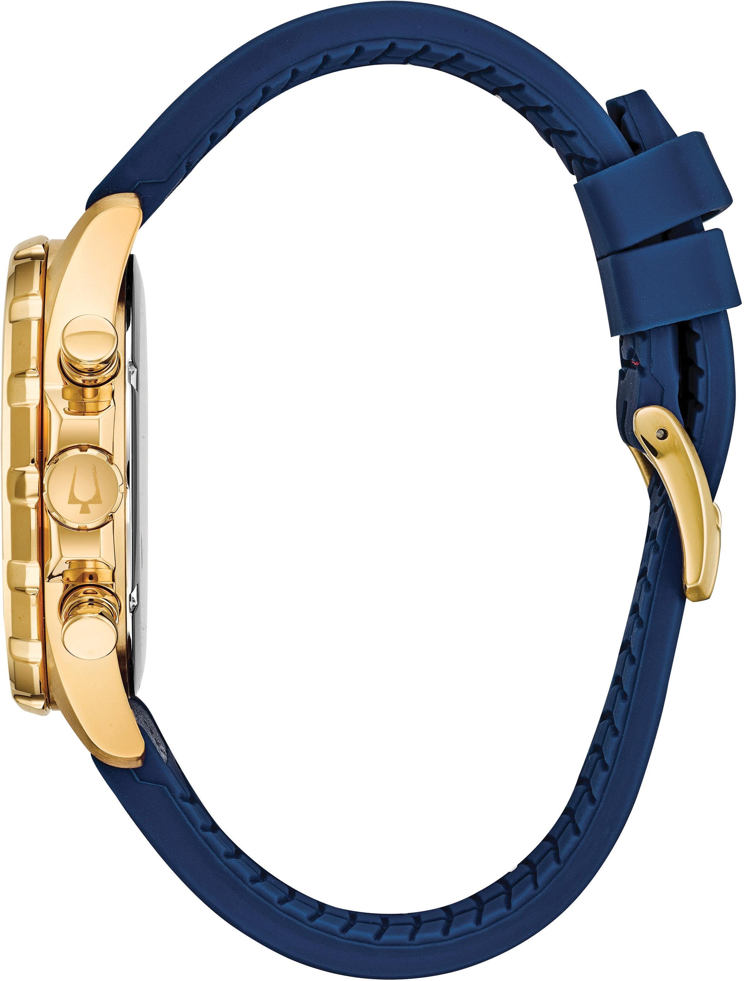 Bulova Chronograaf Marine Star Horloge, quartz, herenhorloge, leren band, datum