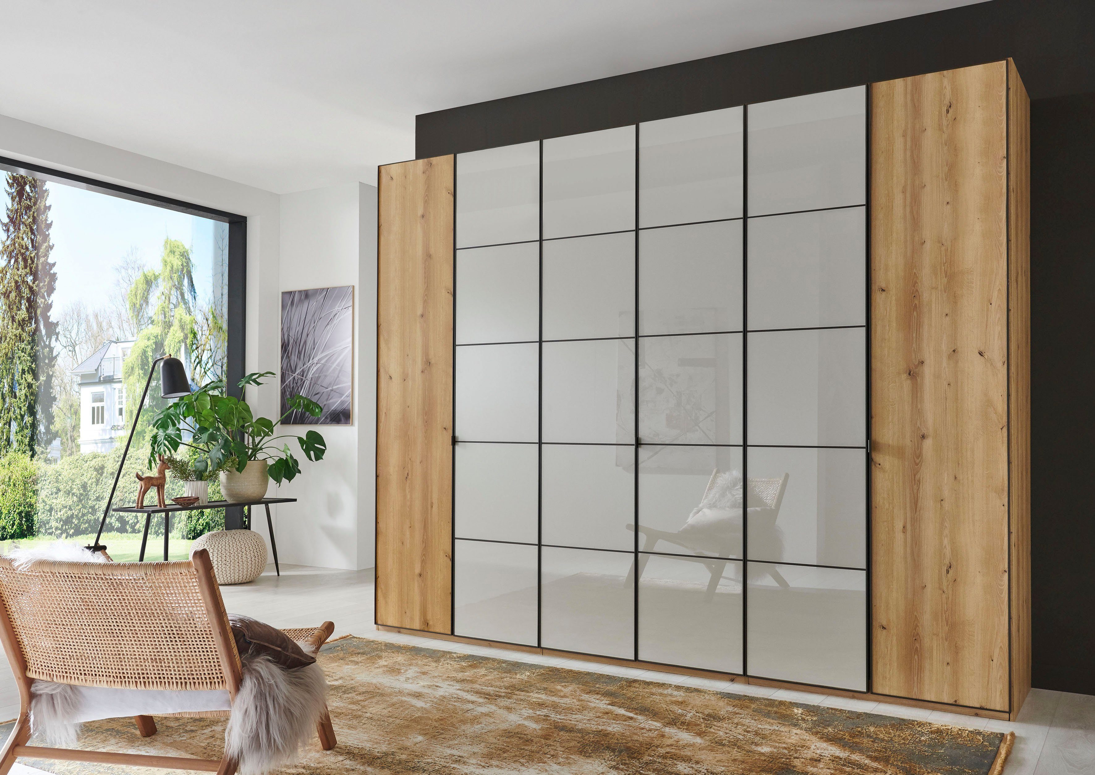 WIEMANN Draaideurkast Quito hoogwaardig beslag inclusief deurdemping kledingkasten maat 295,2 cm x 216 cm x 58 cm beige
