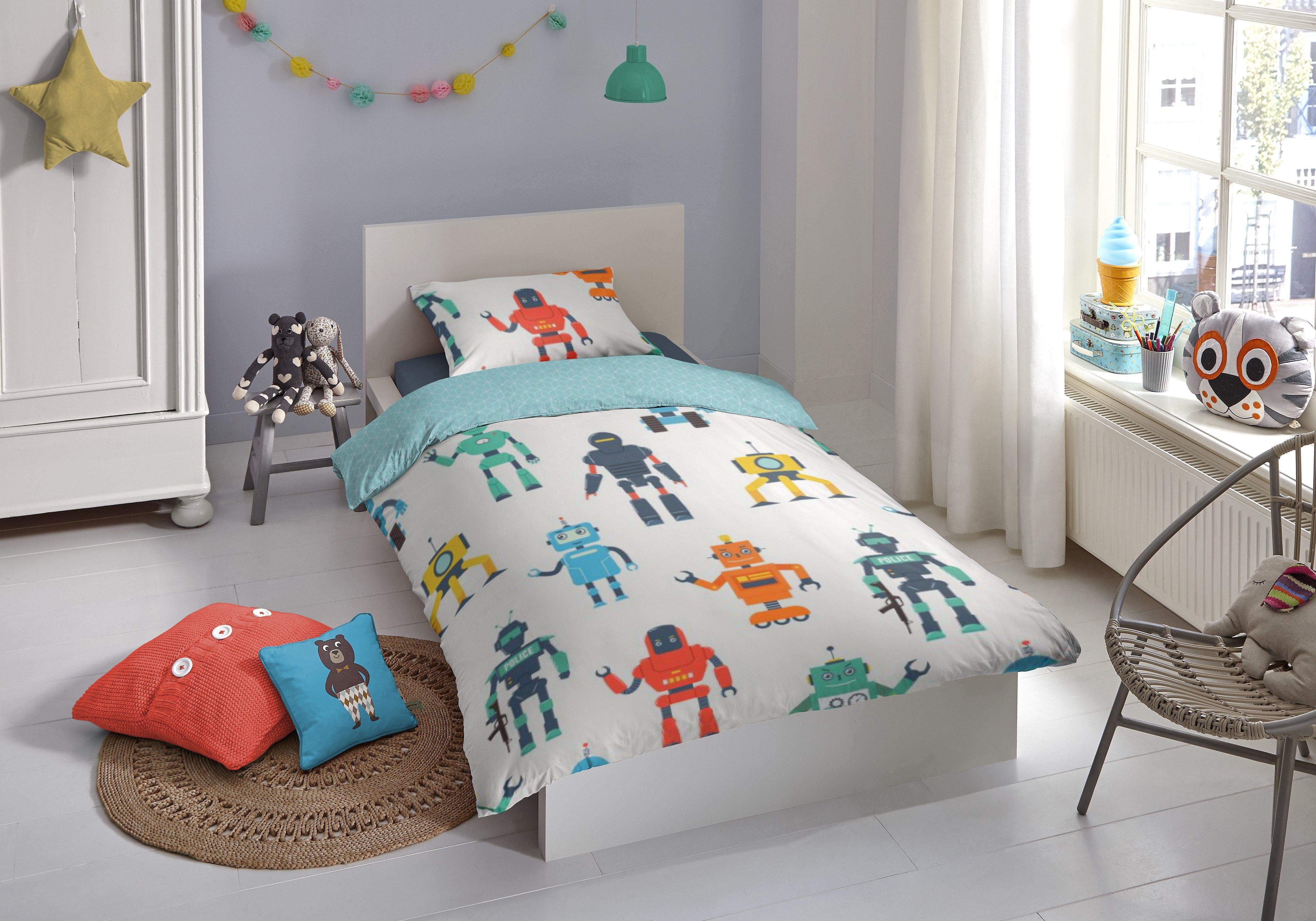 good morning Tweezijdig te gebruiken overtrekset Robots Katoen, 135x200, Rits, Omkeerbaar, Kind, Jongens, Robot (2-delig)