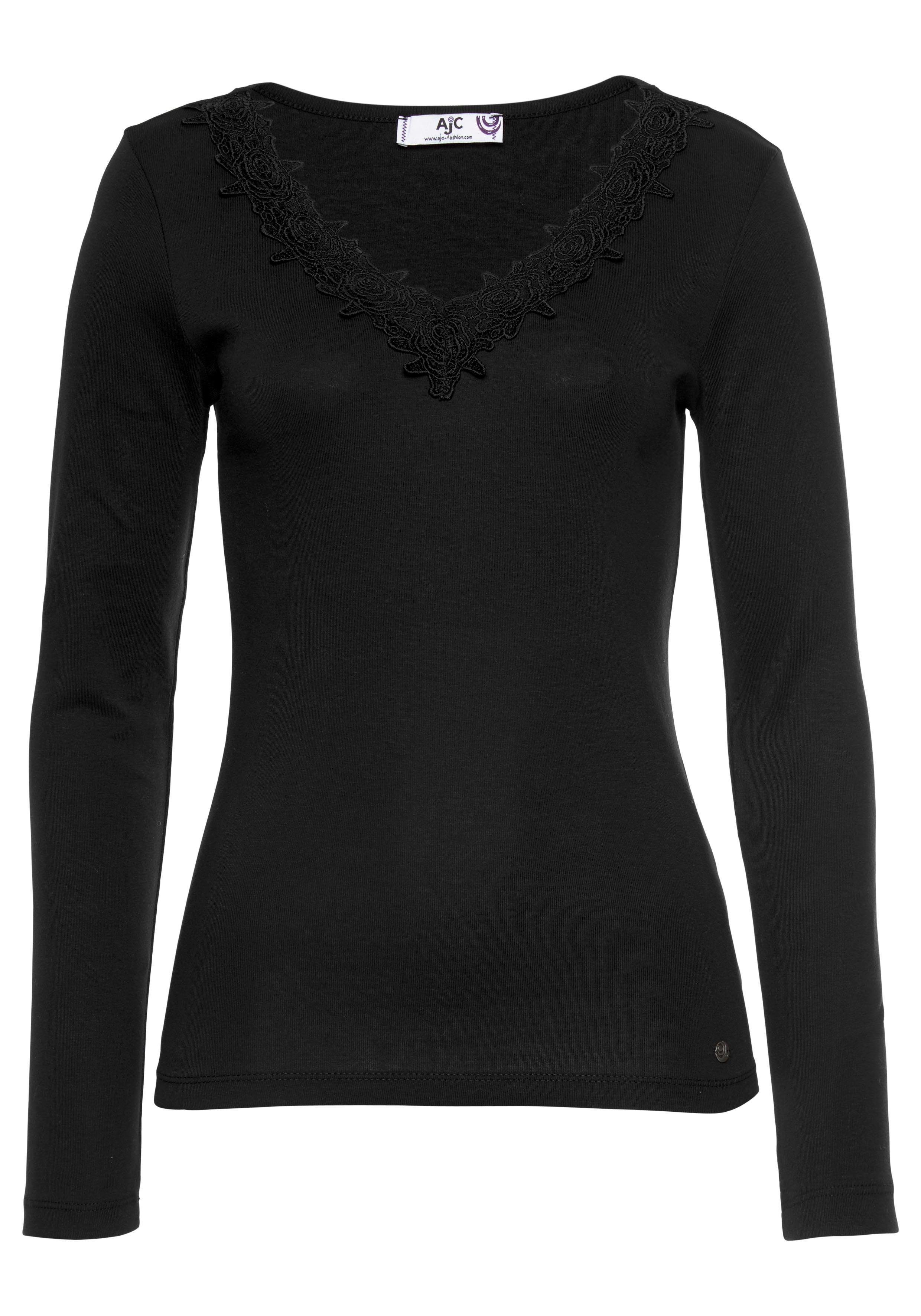 AJC Shirt met lange mouwen Lange mouwen, figuurvolgend, met betoverende kant