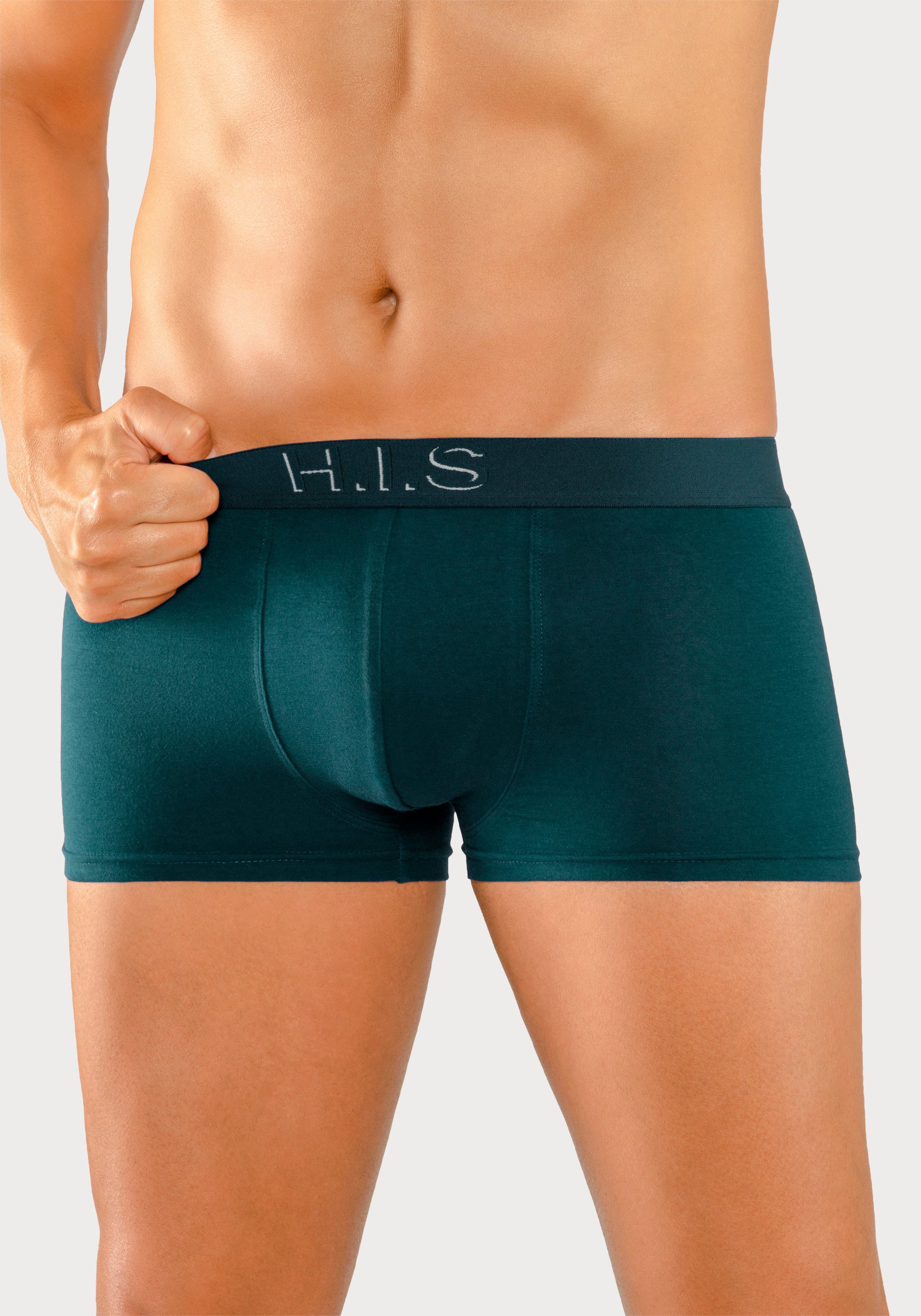 H.I.S Hipster strak zittende boxershorts aan de webband met logo-opdruk met 3d-effect (set 5 stuks)