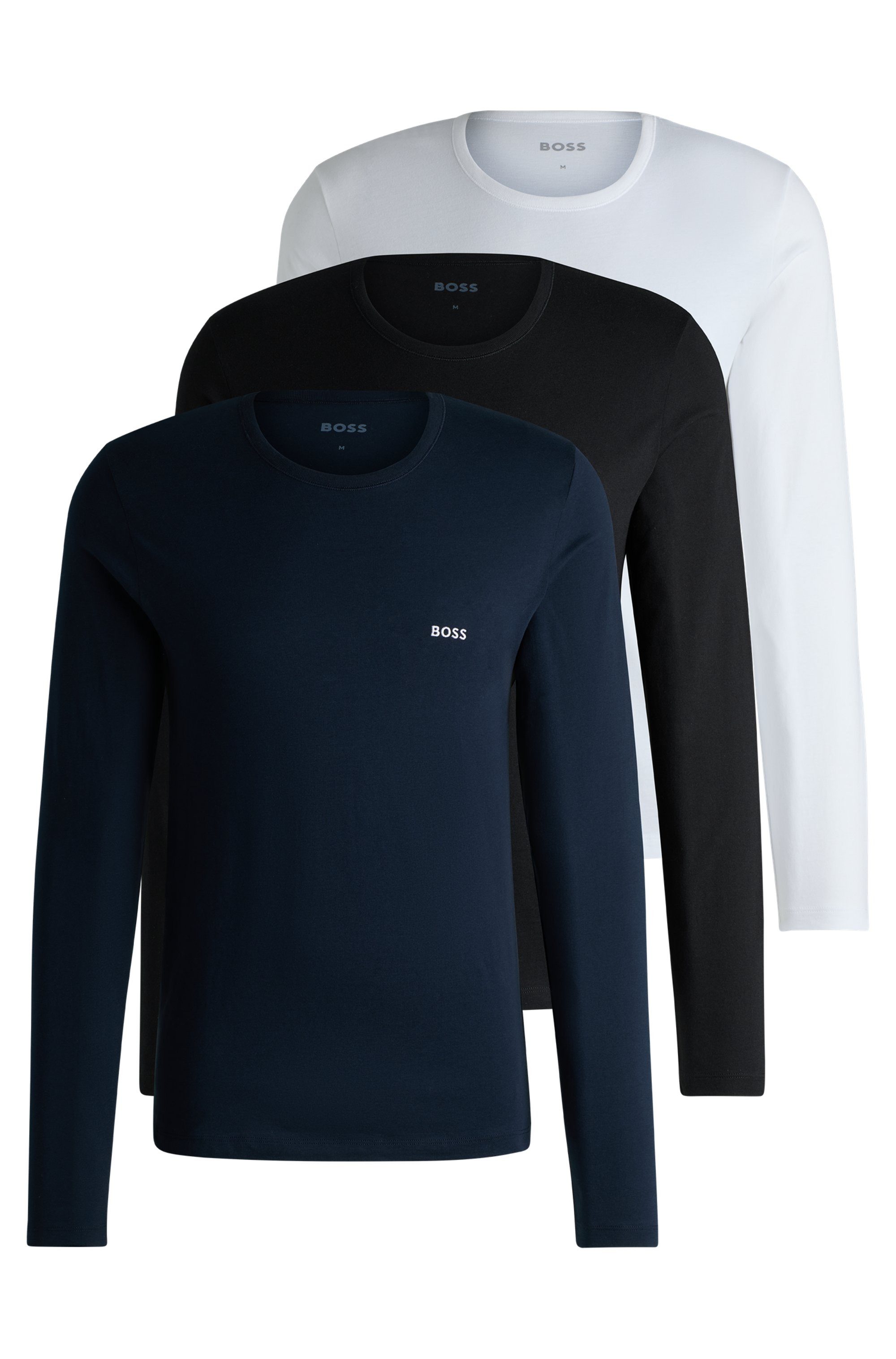 BOSS Shirt met lange mouwen Longsleeve-Shirt R-Neck Classic COTTON 3pcs/pack (3-delig)