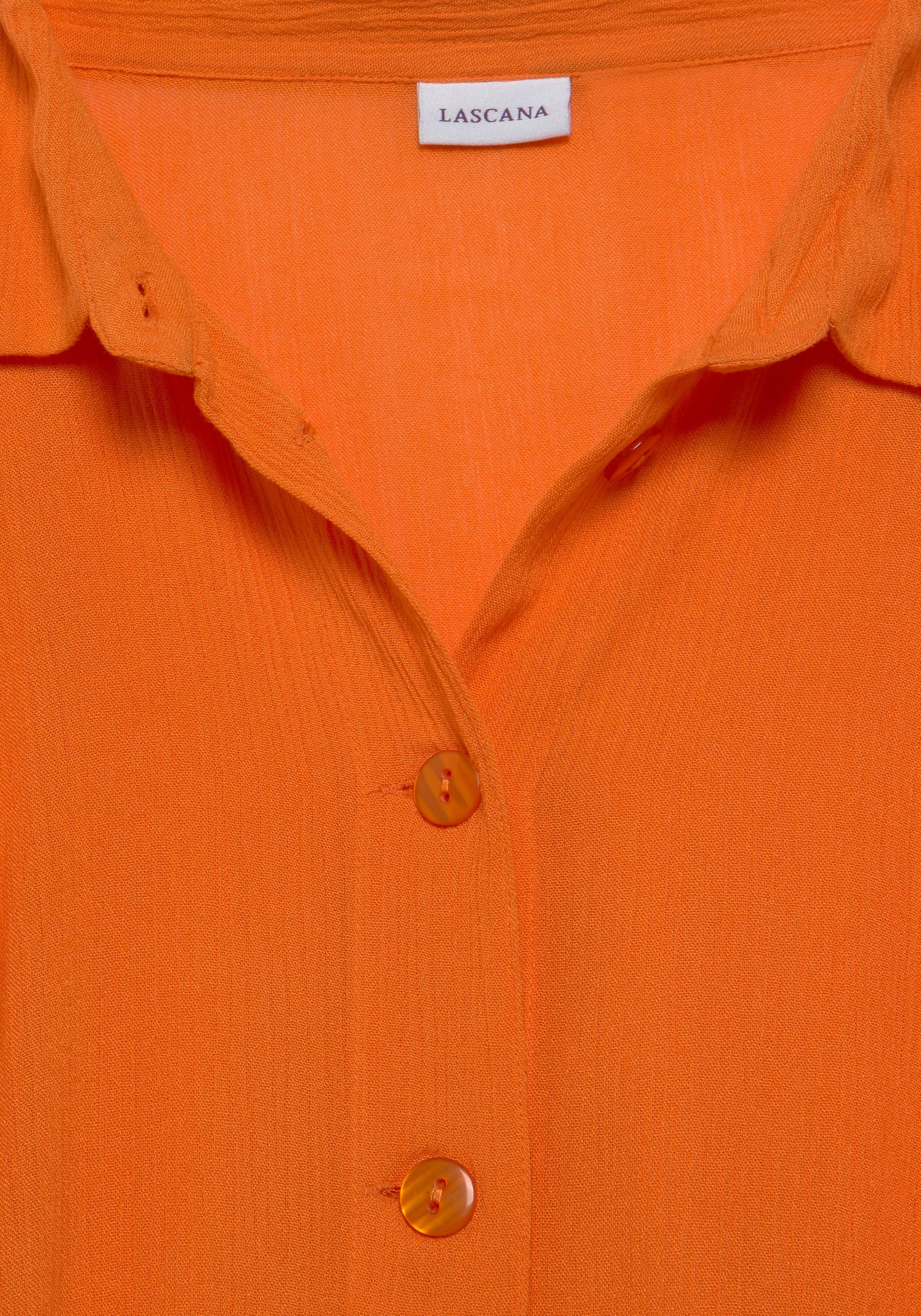 Lascana Lange blouse met knoopsluiting, blouse met korte mouwen, blousejurk, zomers