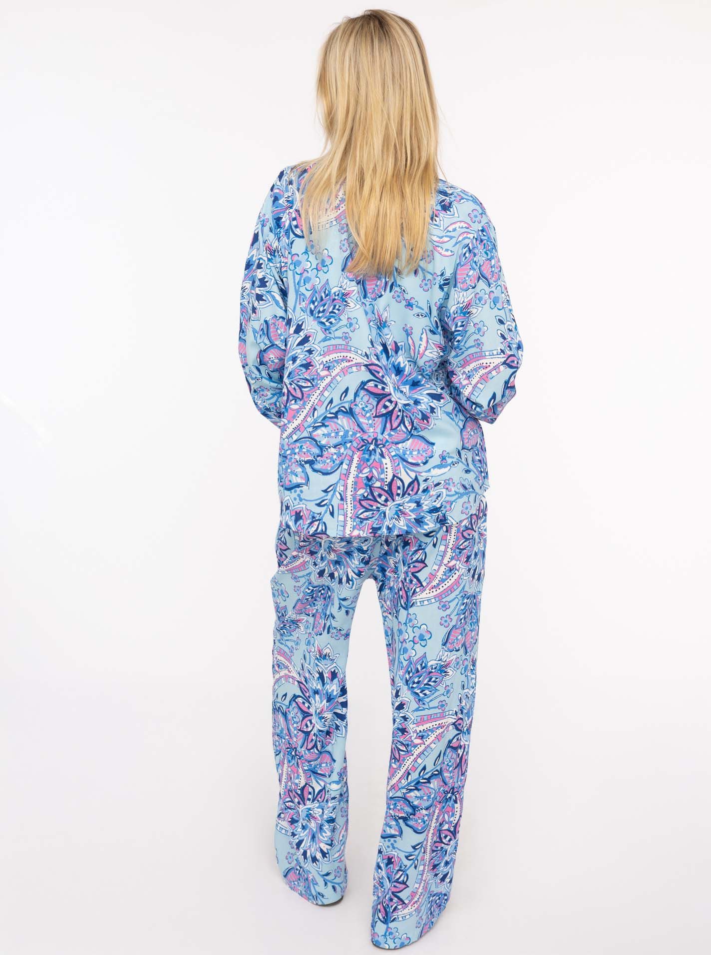 Zwillingsherz Shirtblouse Happy Paisley met blauwe paisley print