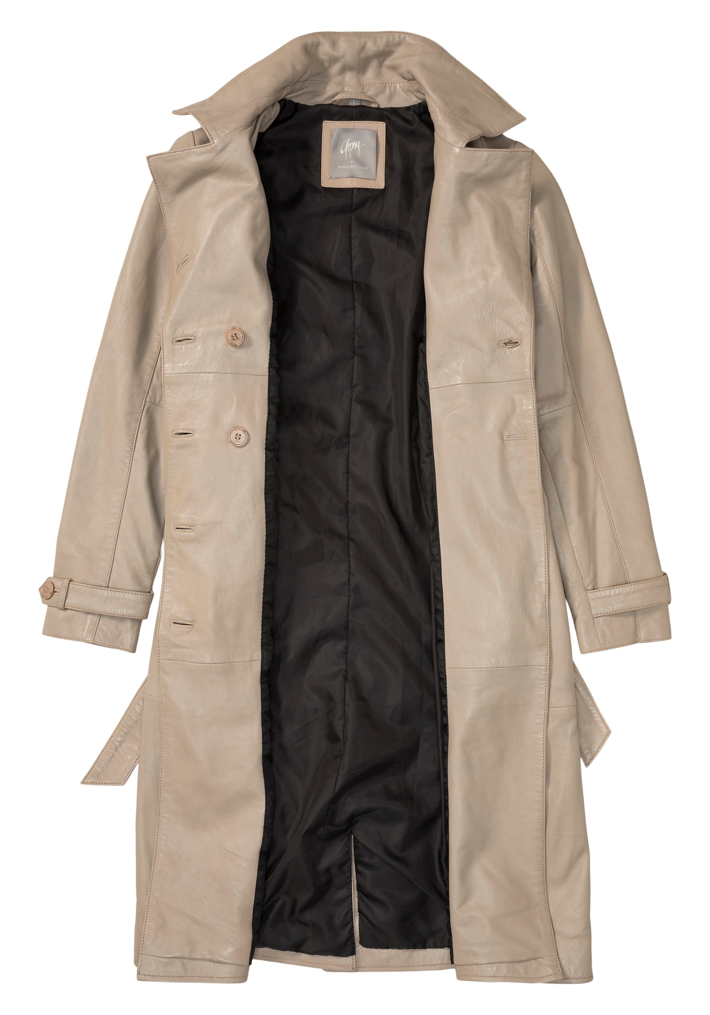 Mauritius Lange, leren jas GWTaruh OT elegante leren trenchcoat met bindceintuur (2-delig)